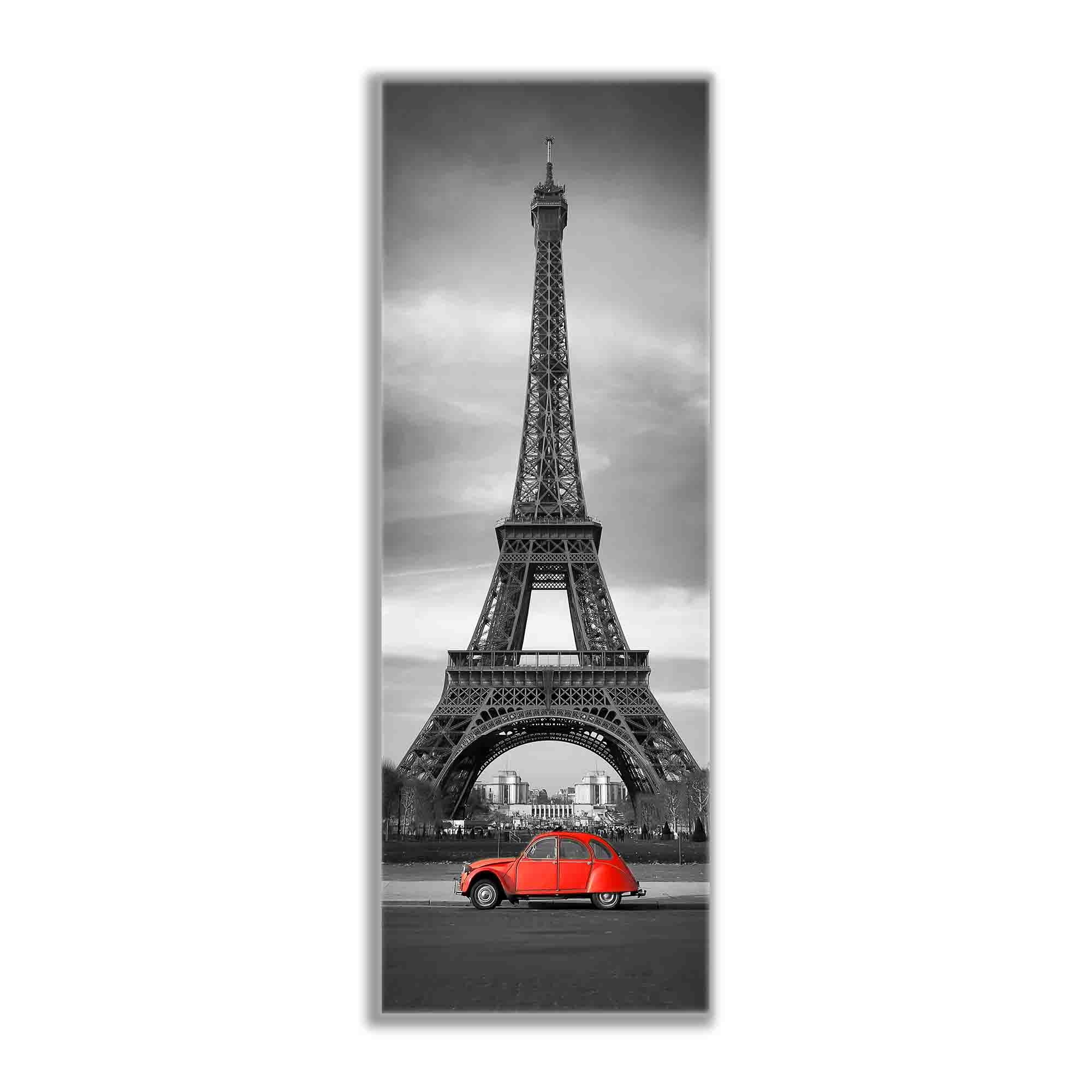 Wall Art Eiffel Tower Black, White and Red-Canvas city Skyline