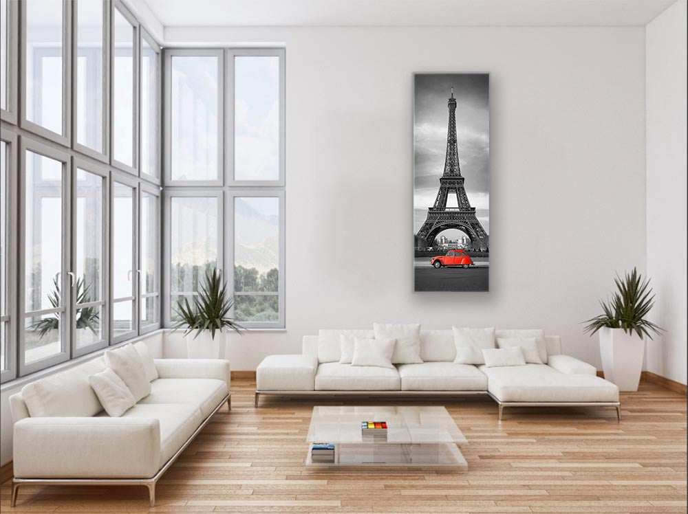 Wall Art Eiffel Tower Black, White and Red-Canvas city Skyline