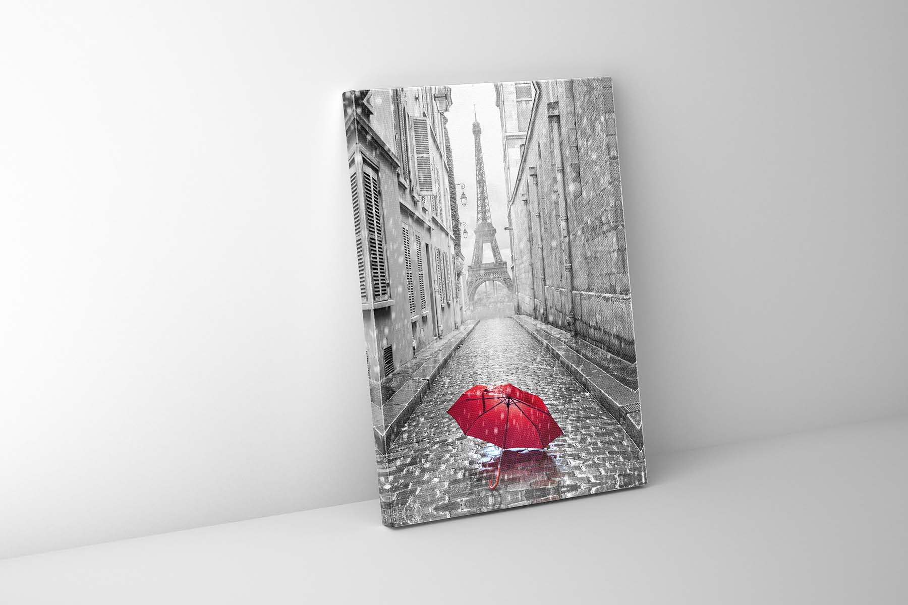 Canvas Wall Art-Red Umbrella Eiffel Tower-Printed Artwork