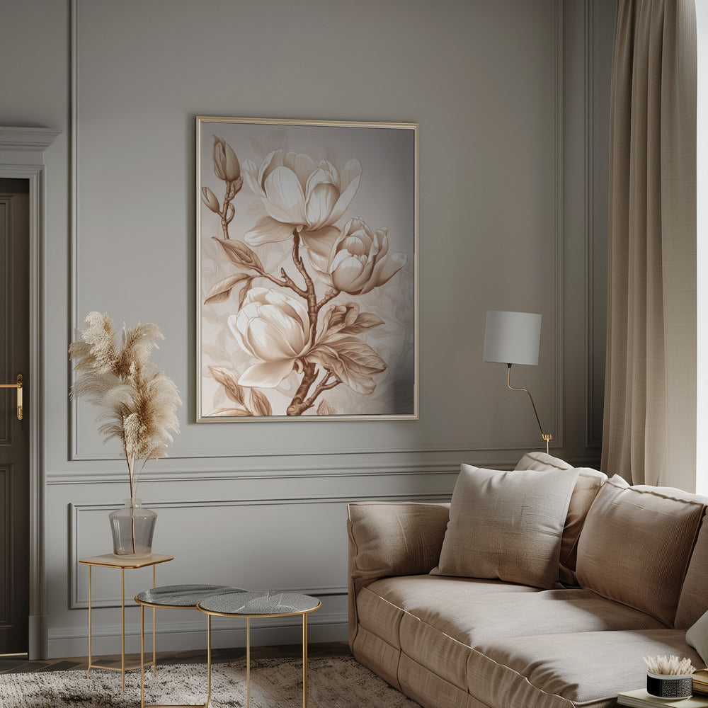 Beige Flowers 2 Wall Artwork 0