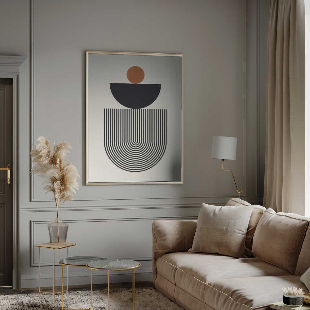 Wall art Geometric Shapes with a Black Semicircle