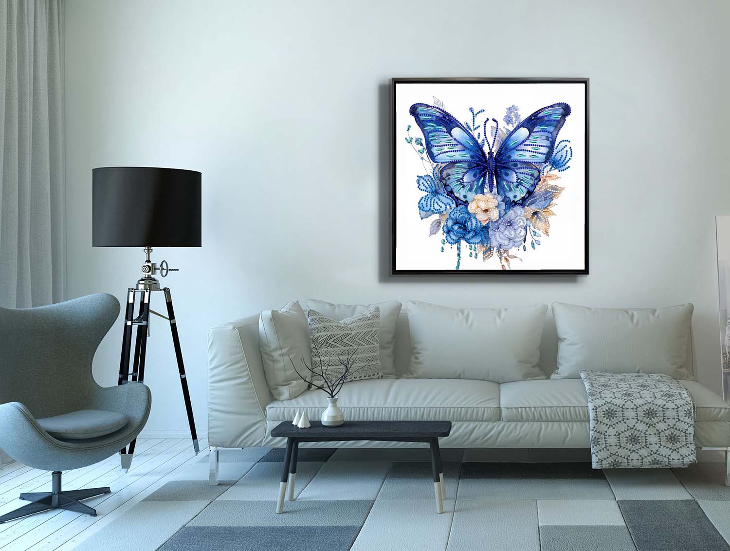 Wall Art - Blue butterfly big-Canvas Print