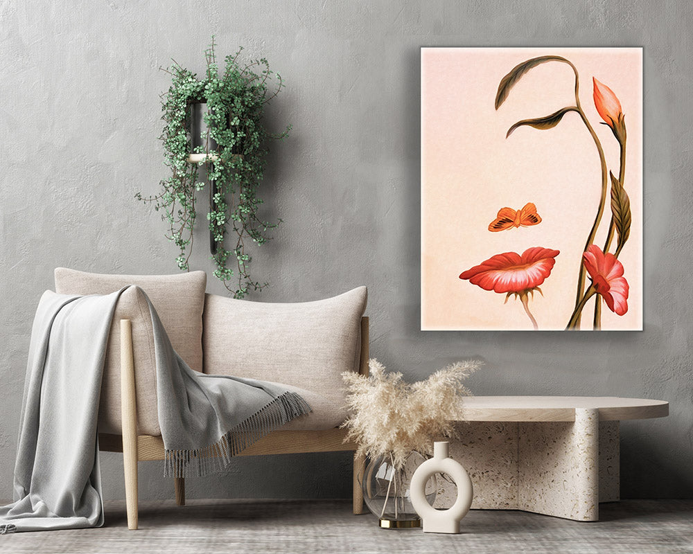 Wall Art Abstract Flower Face- Fine Canvas