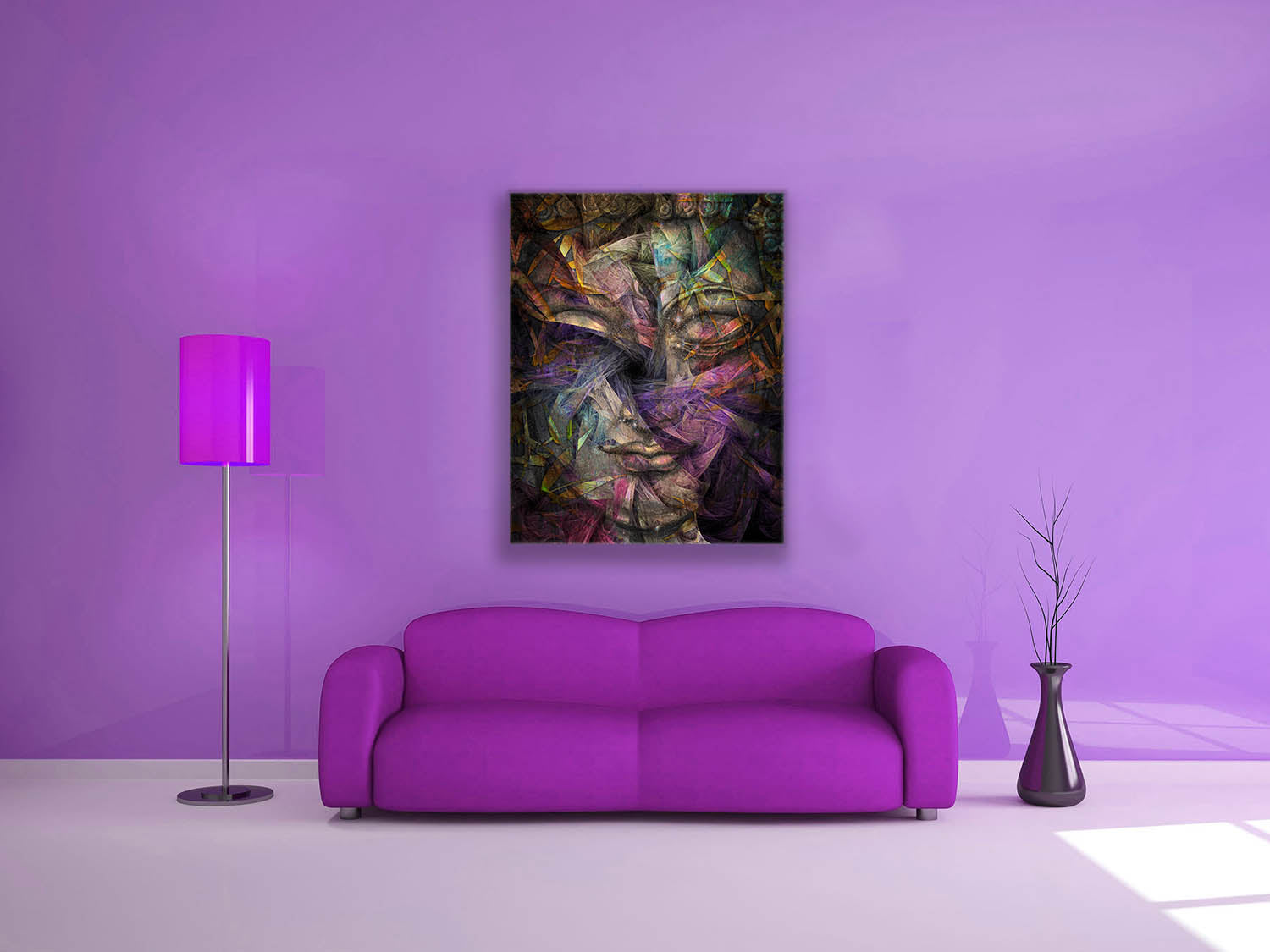 Wall Art Dimensional Buddha -Fine Art Canvas