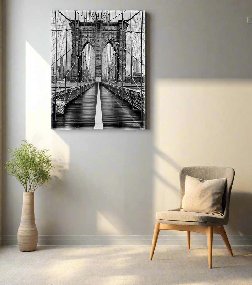 Brooklyn Bridge in Black & White-Skyline Wall art