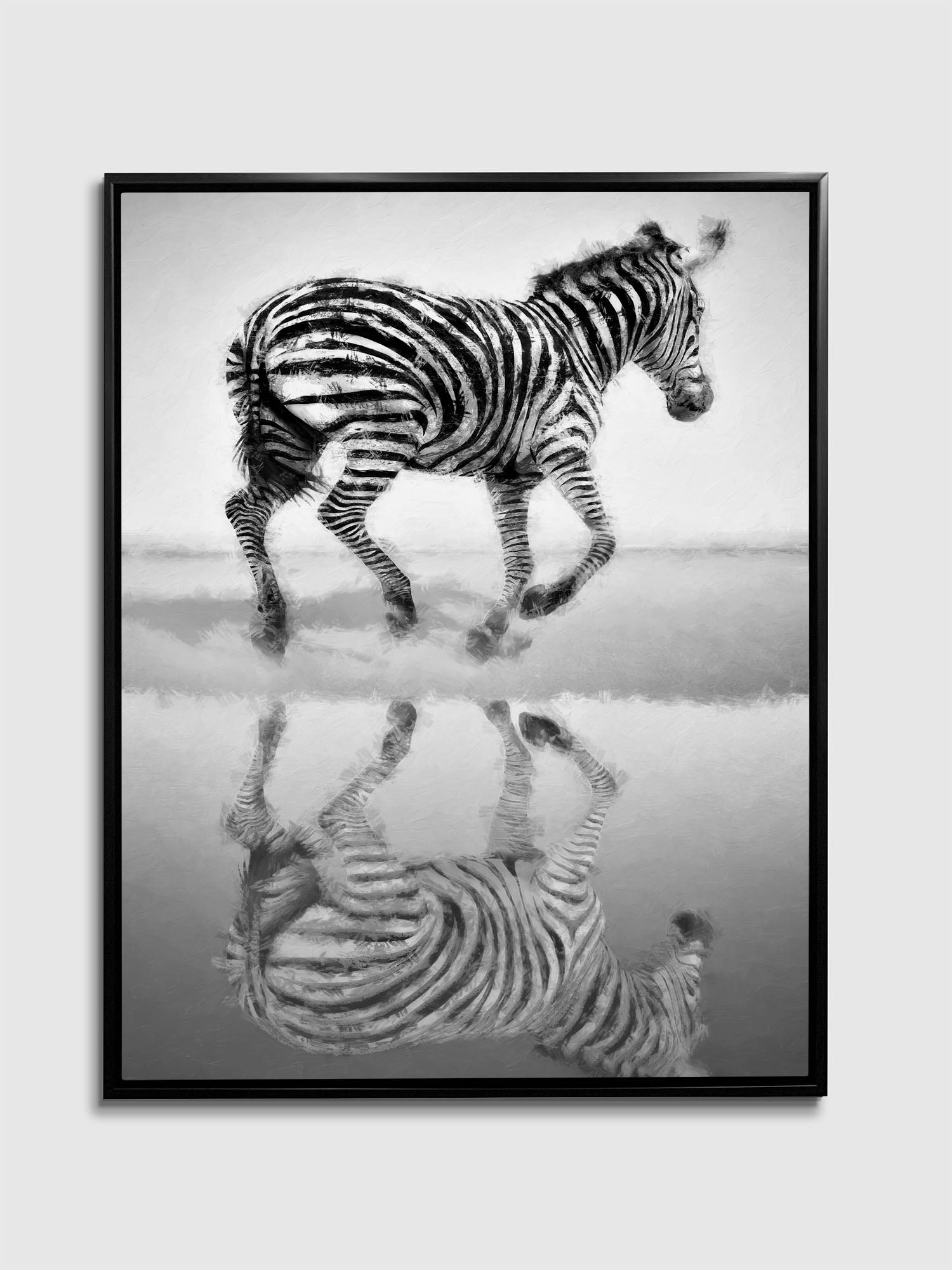 Zebra Canvas Black and White -Wildlife Canvas Art-Silver varnish