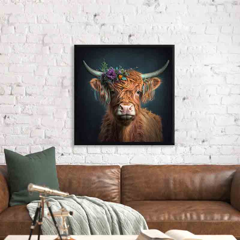 Nature Wall Art-The Bison and Flowers-Canvas Print