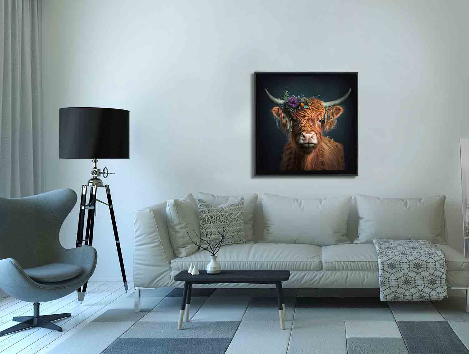 Nature Wall Art-The Bison and Flowers-Canvas Print