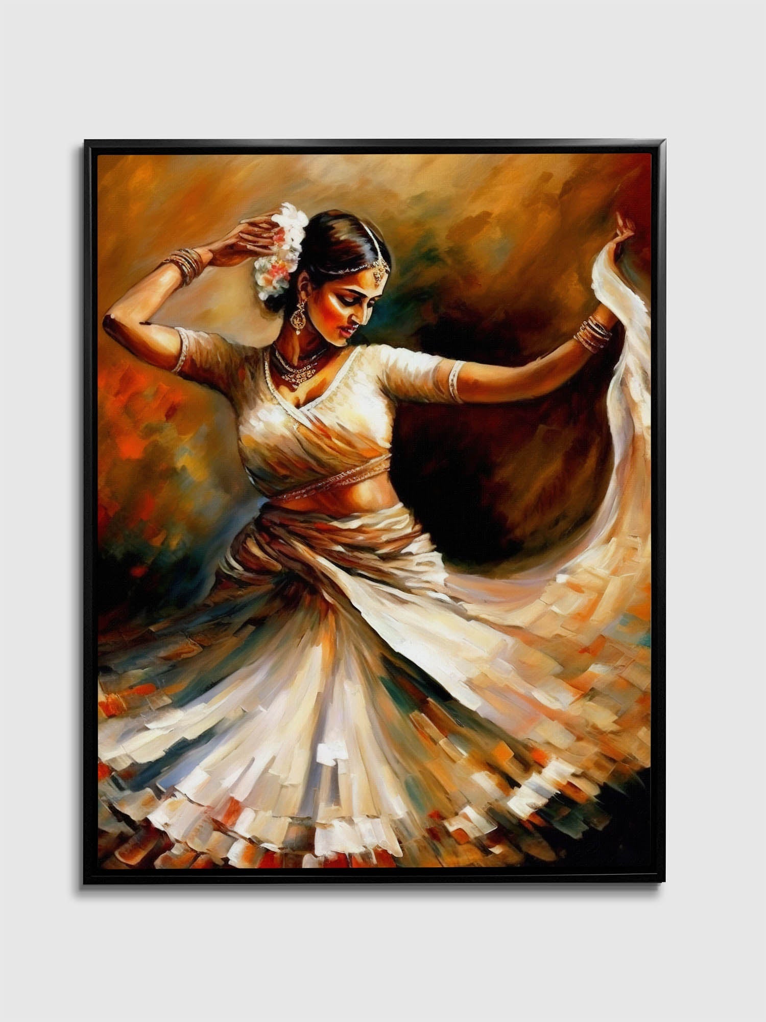 Wall Art- Dance in orange -Fine Art - Gold varnish- Canvas Print