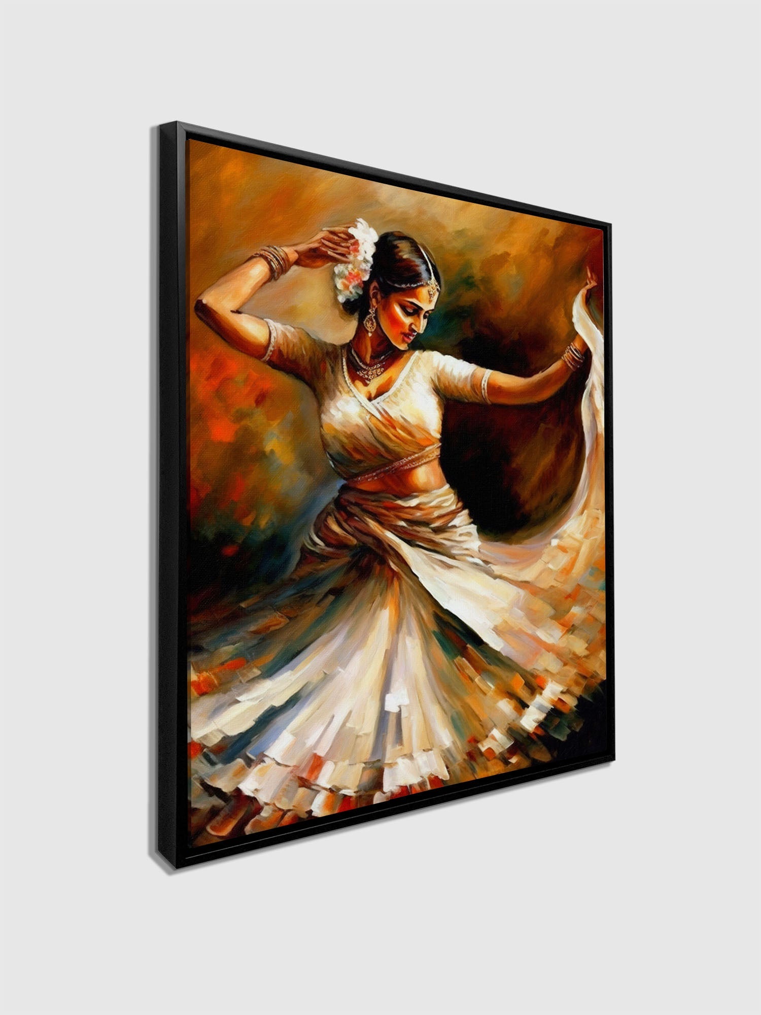 Wall Art- Dance in orange -Fine Art - Gold varnish- Canvas Print