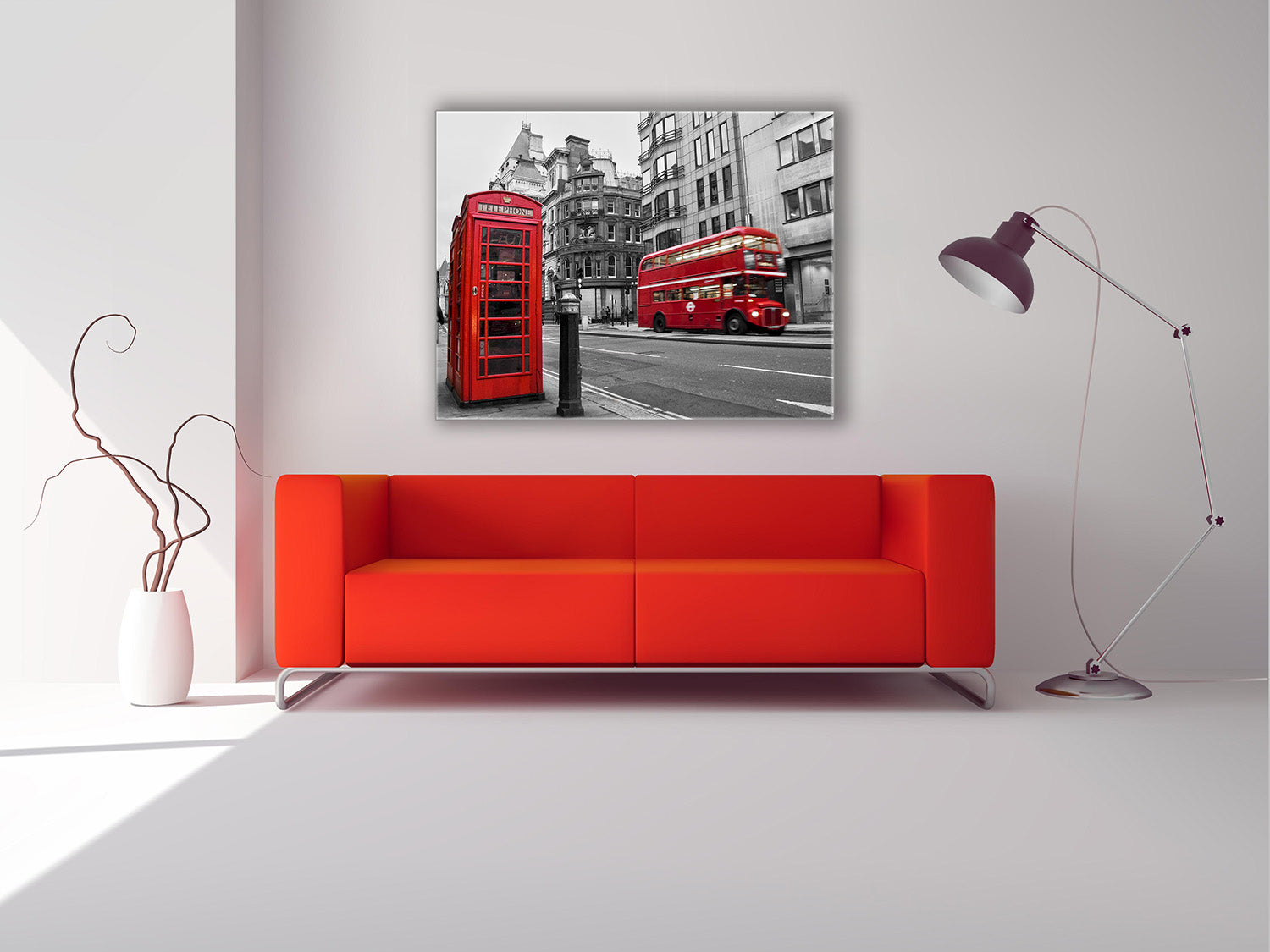 Canvas Print-Iconic Red Double Decker Bus & Phone Booth-Wall art