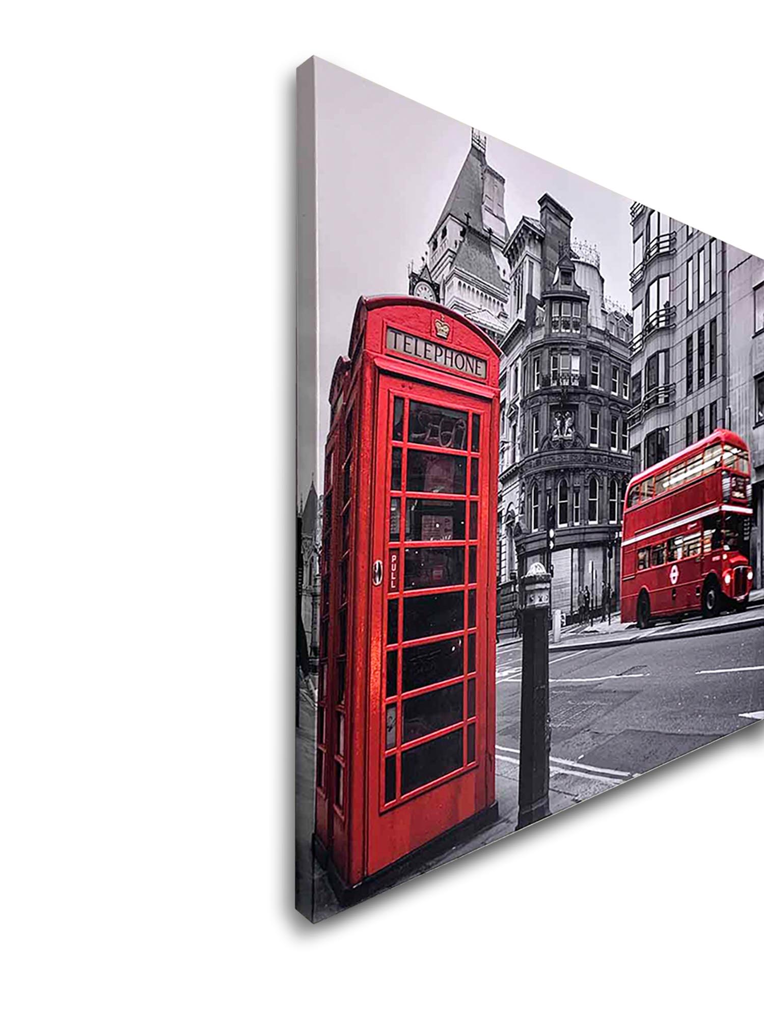 Canvas Print-Iconic Red Double Decker Bus & Phone Booth-Wall art
