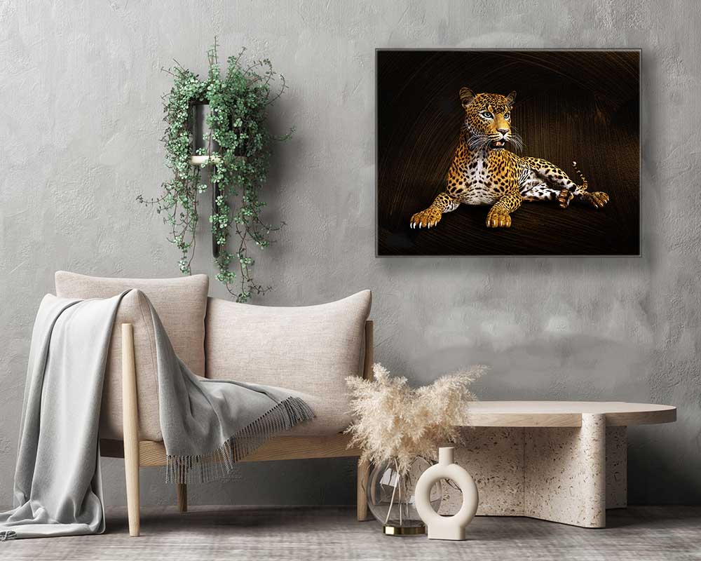 Leopard -Wildlife Canvas Art -Wall decor- Hand applied Gold varnish #4836-047