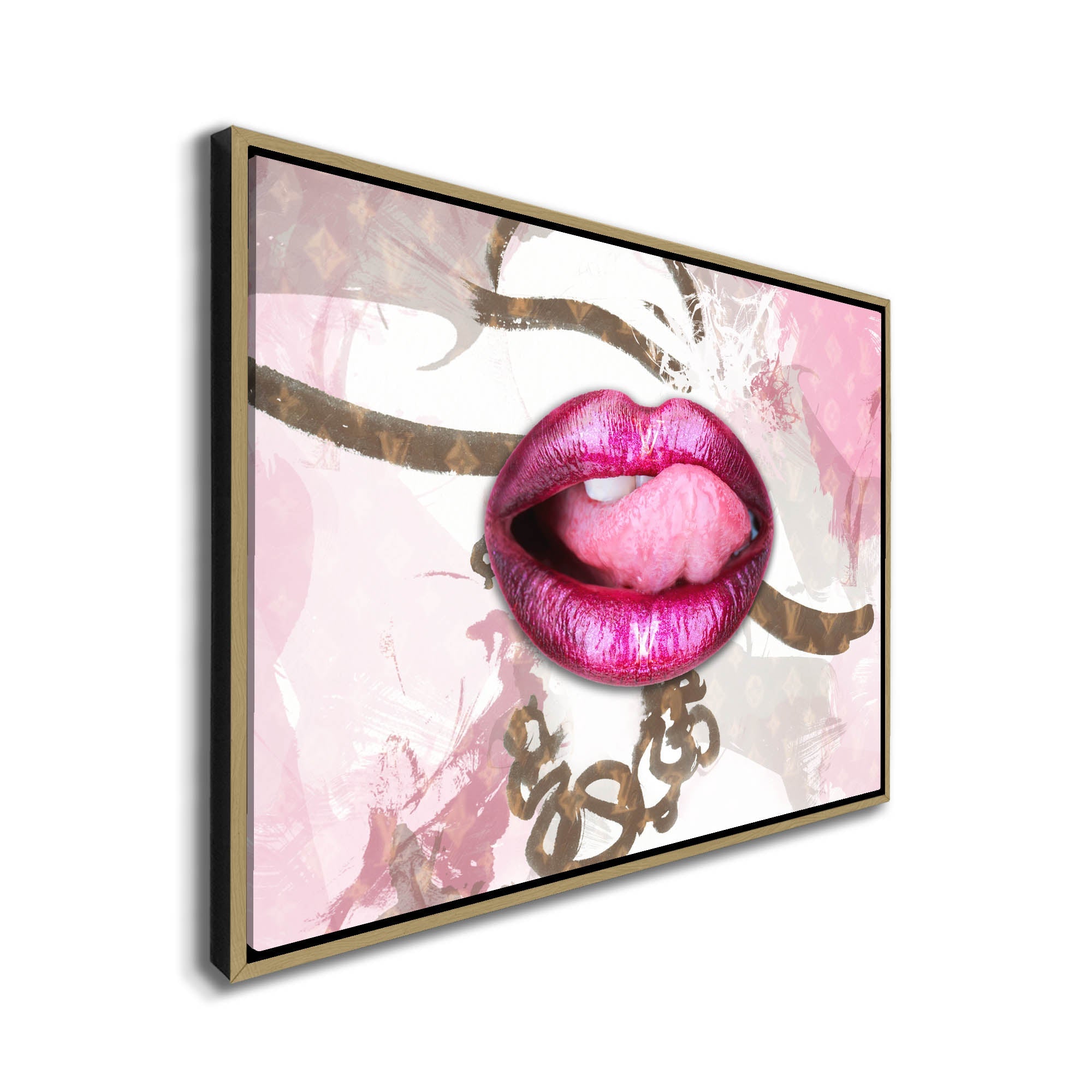 Canvas Wall Art-Pink Lips Overlay-Printed Artwork