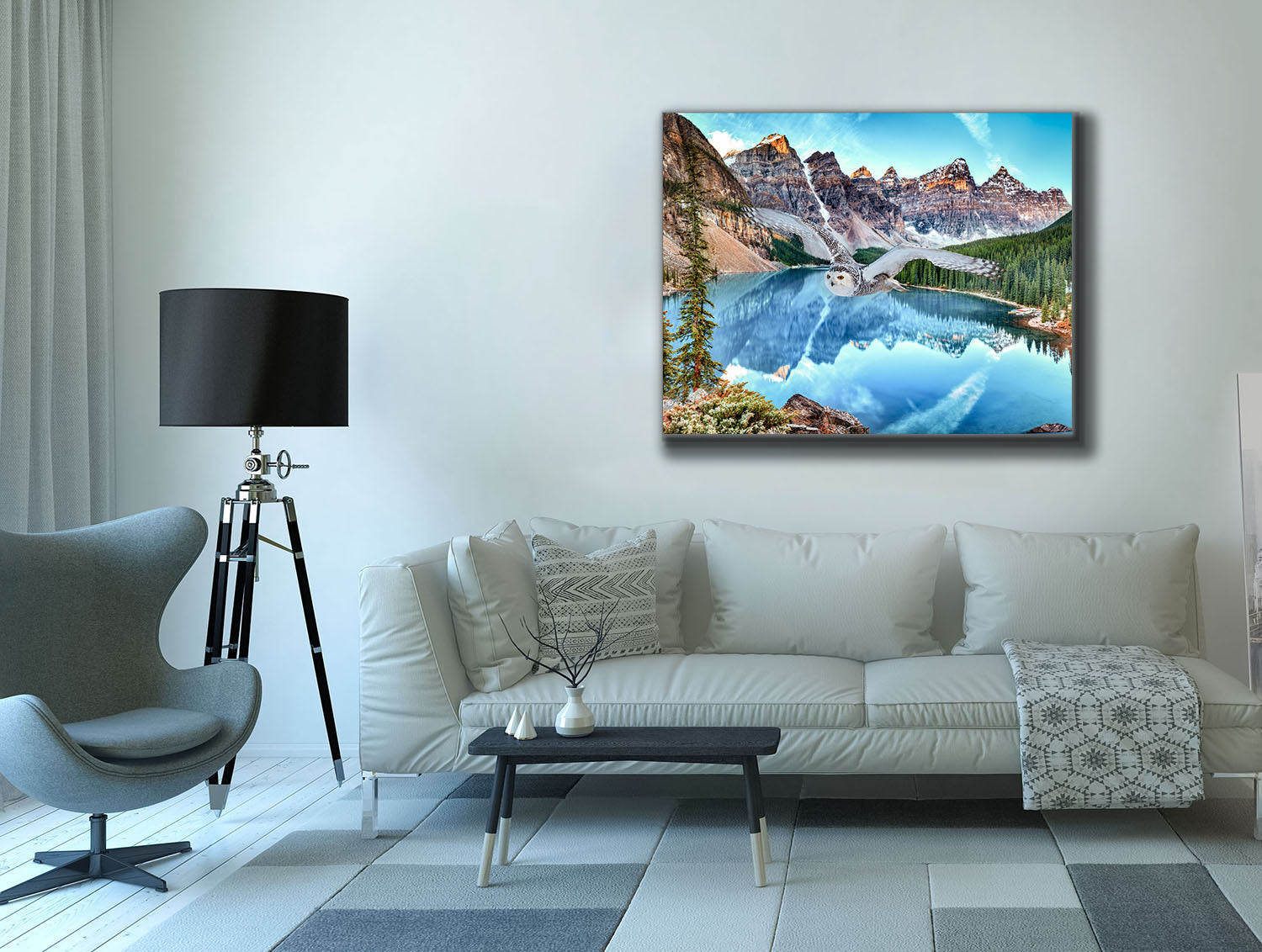 Canvas Wildlife Art-Snowy Owl at Banff-Printed Artwork