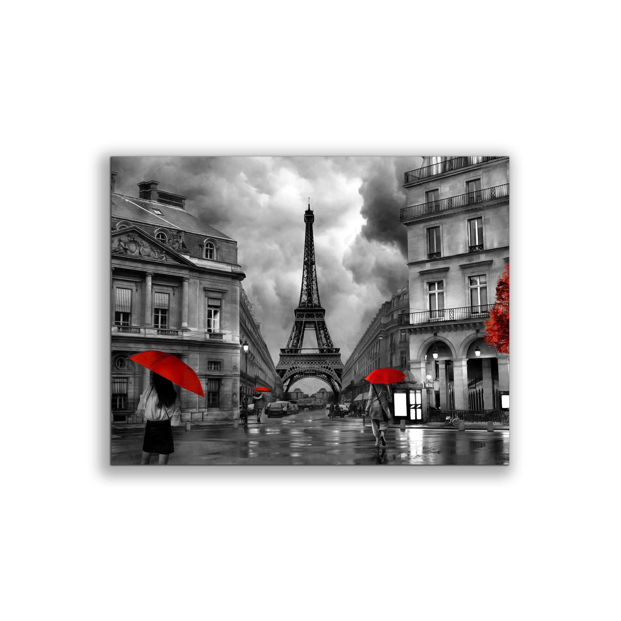 Canvas Wall Art-Painterly Paris With Red Accents- Fine Artwork