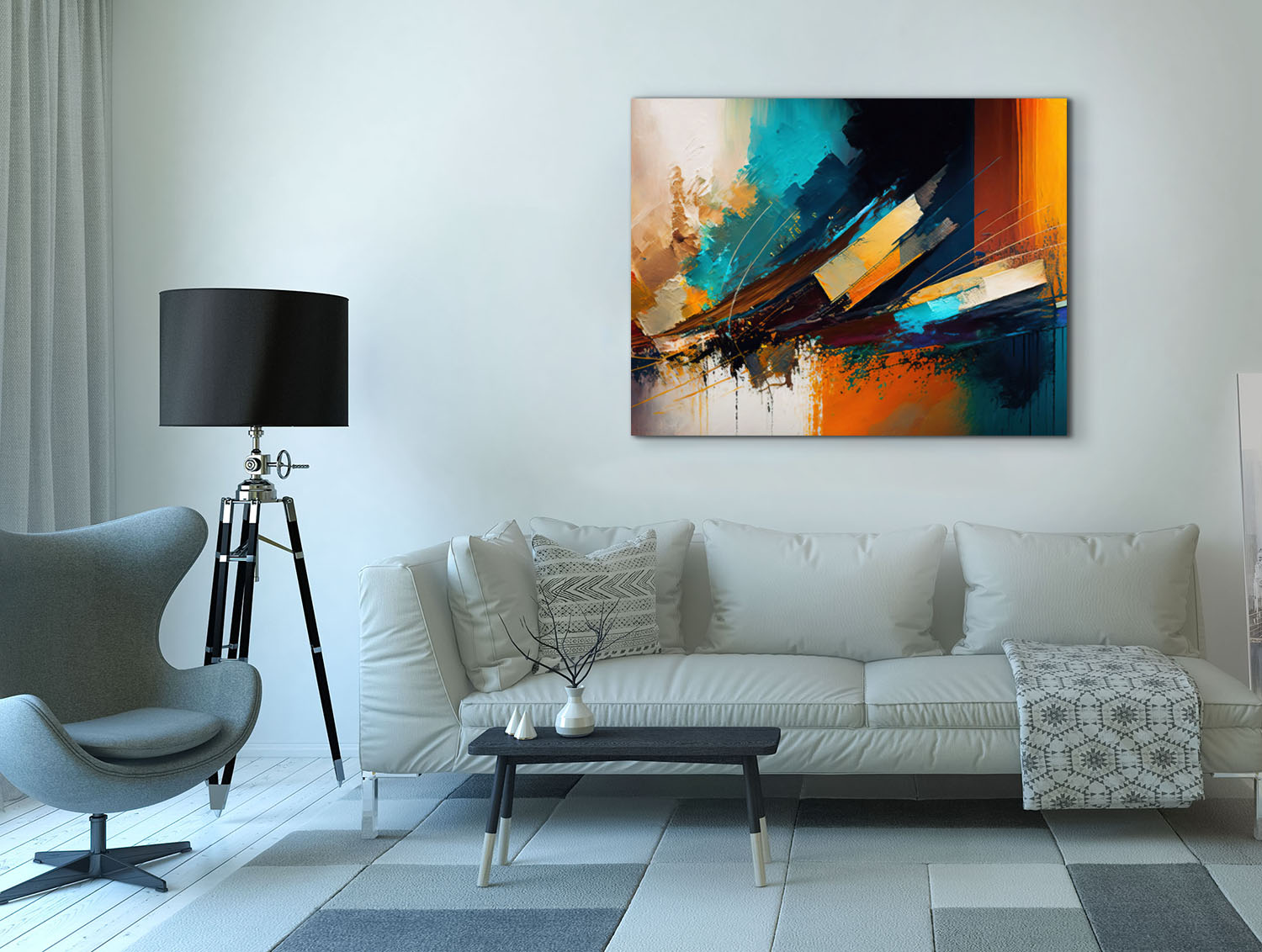 Canvas Print-Abstract Golden Blues-Wall Art