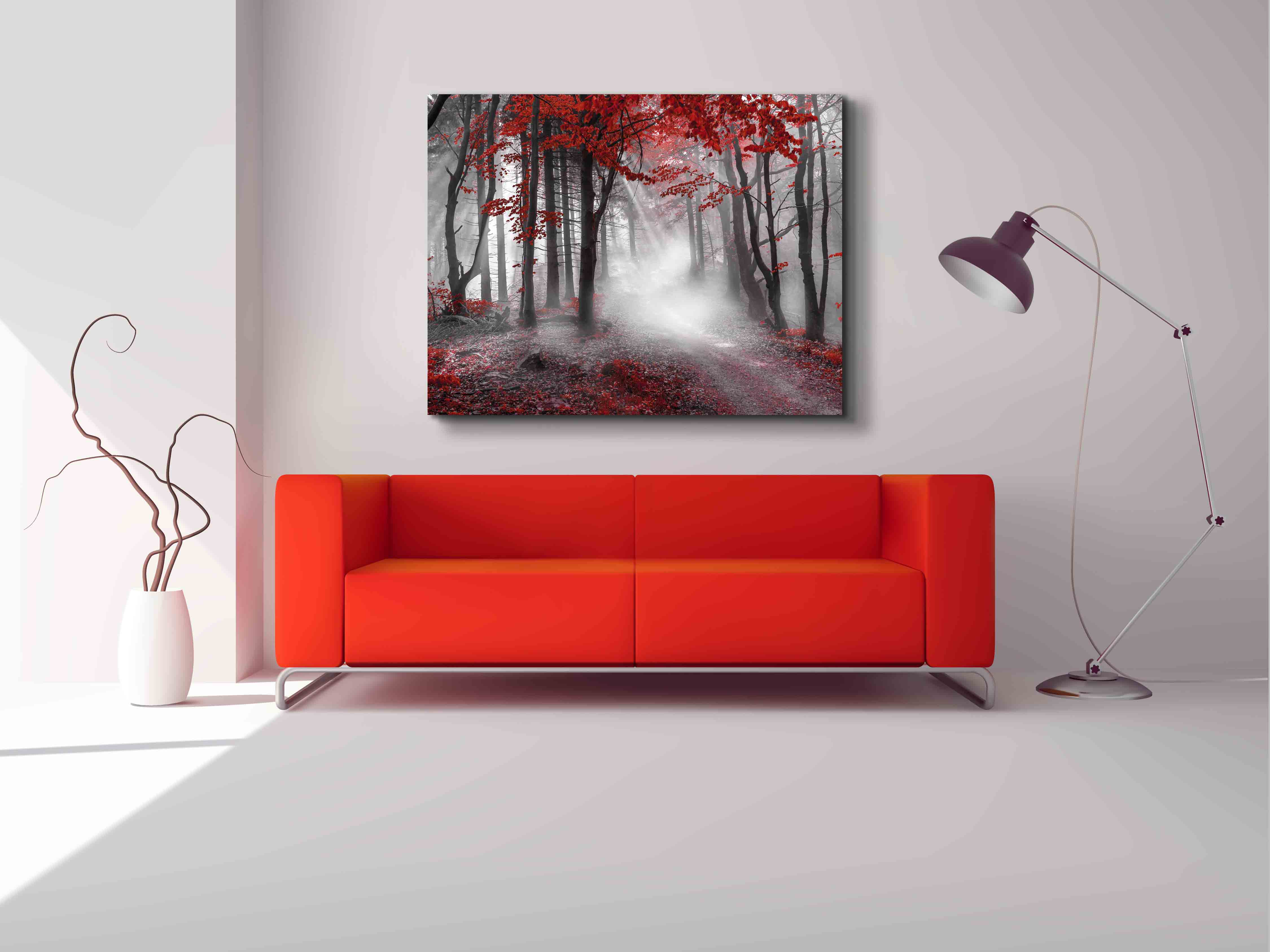 Printed Artwork-Red Isolate Forest-Wall decor