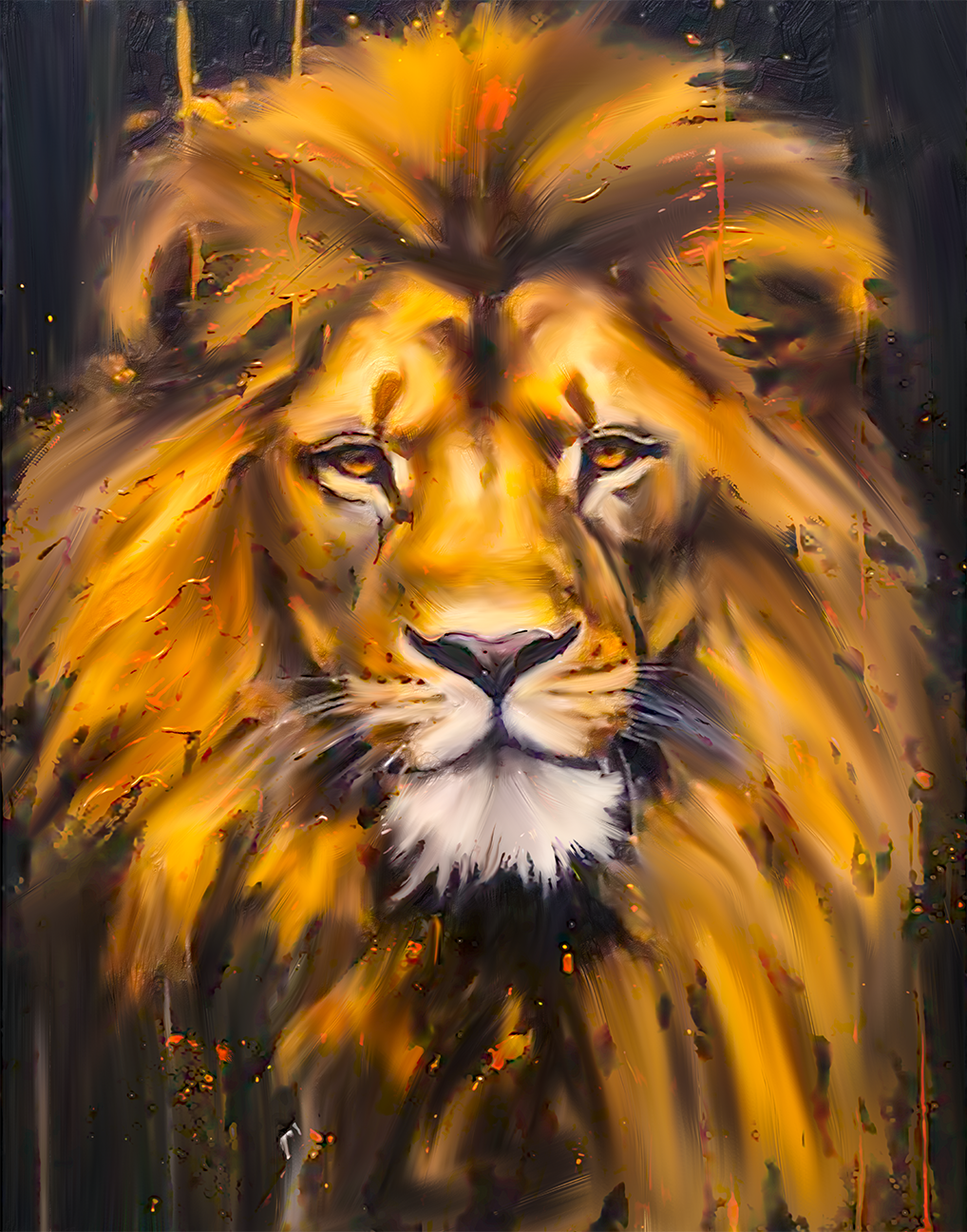 Canvas Lion Head - Wildlife Wall Art - Gold Glitter