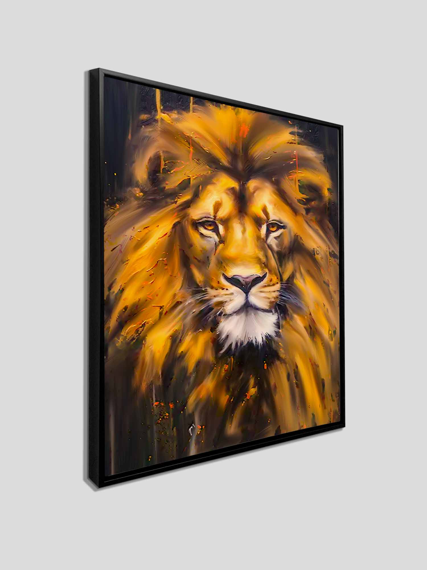 Canvas Lion Head - Wildlife Wall Art - Gold Glitter