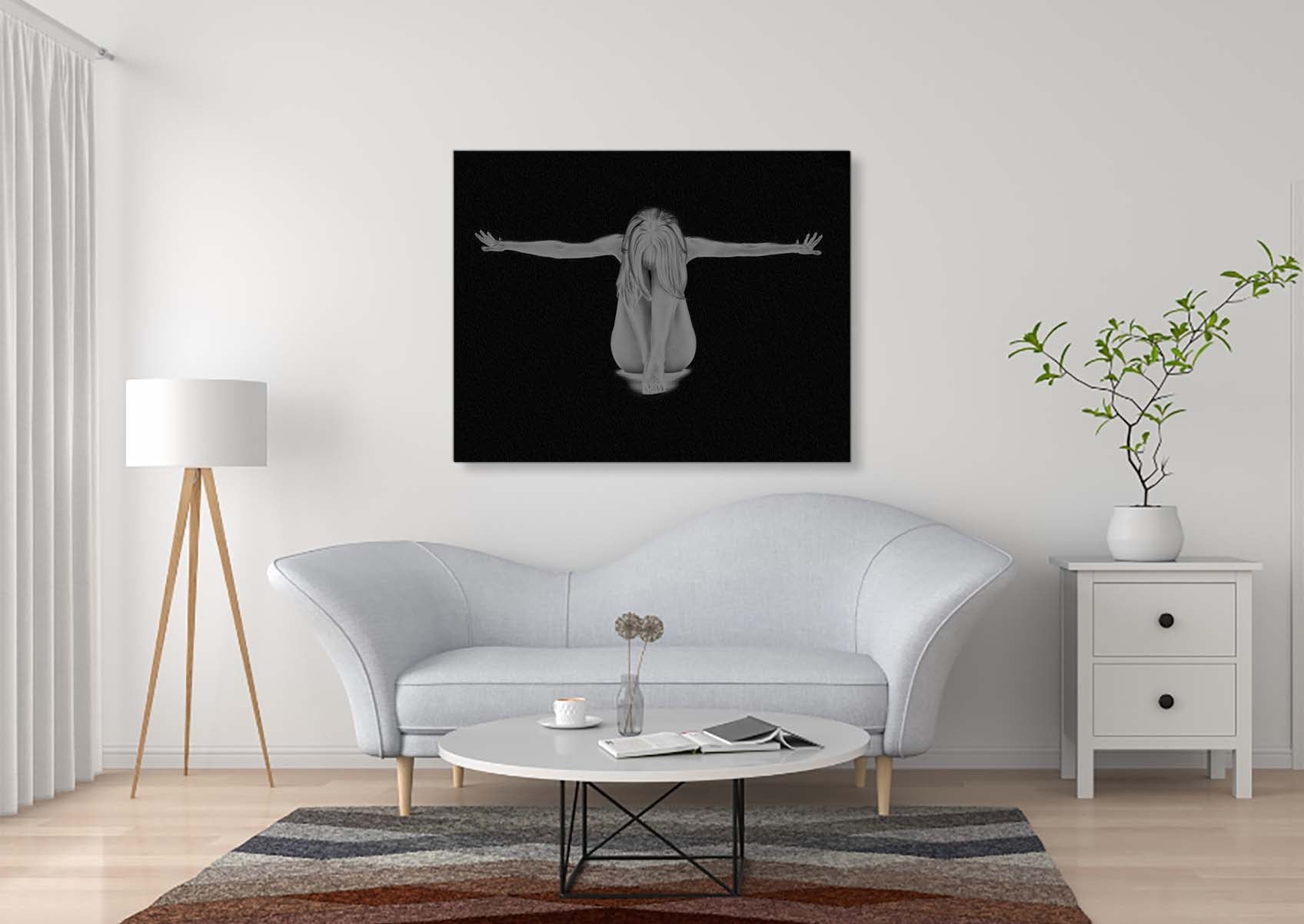 Canvas Wall Art decor-Span - Feminine Modern Art- Silver varnish