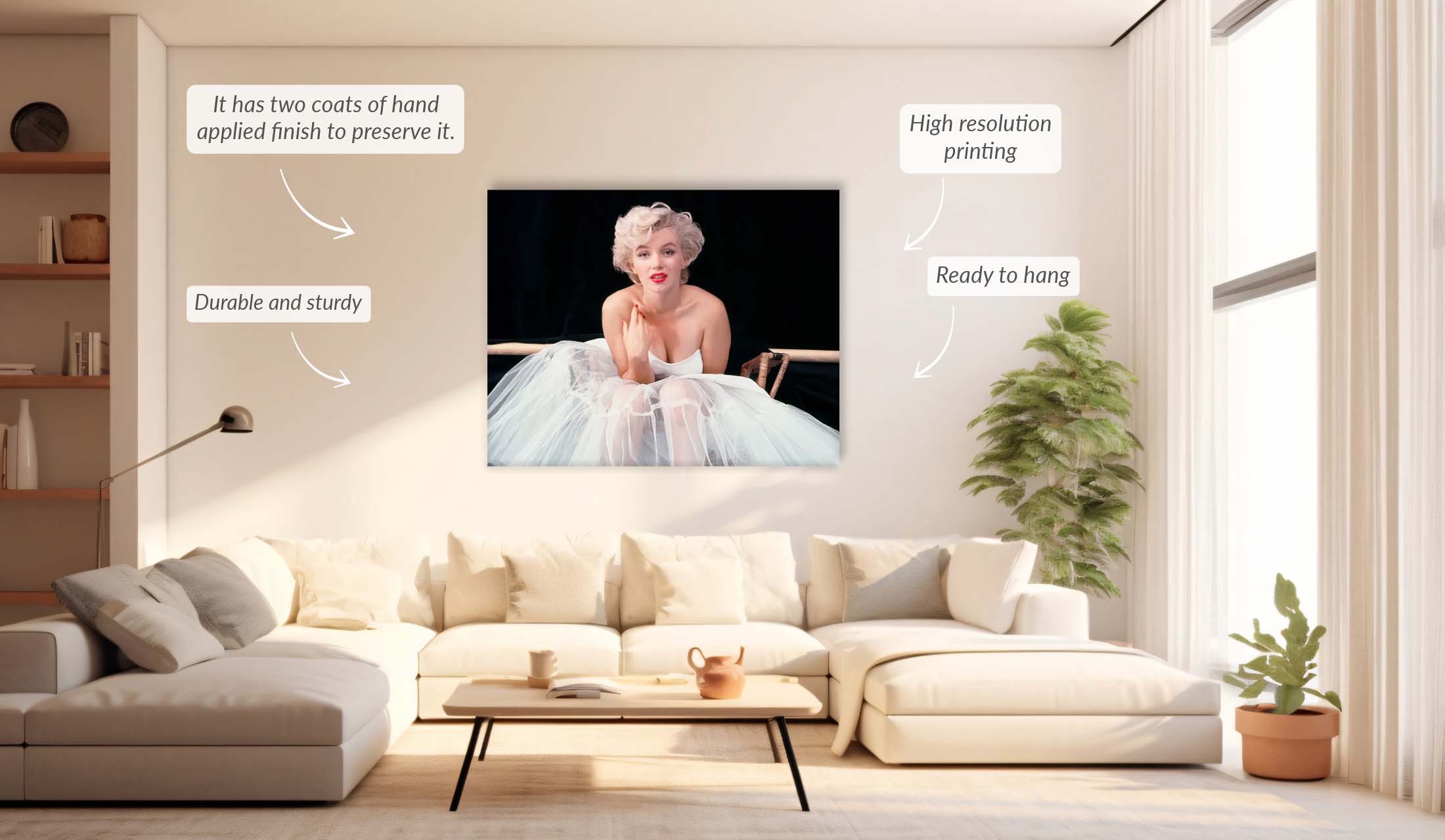 Marilyn in White Dress-Wall art decor-Fine Art-Diamond varnish