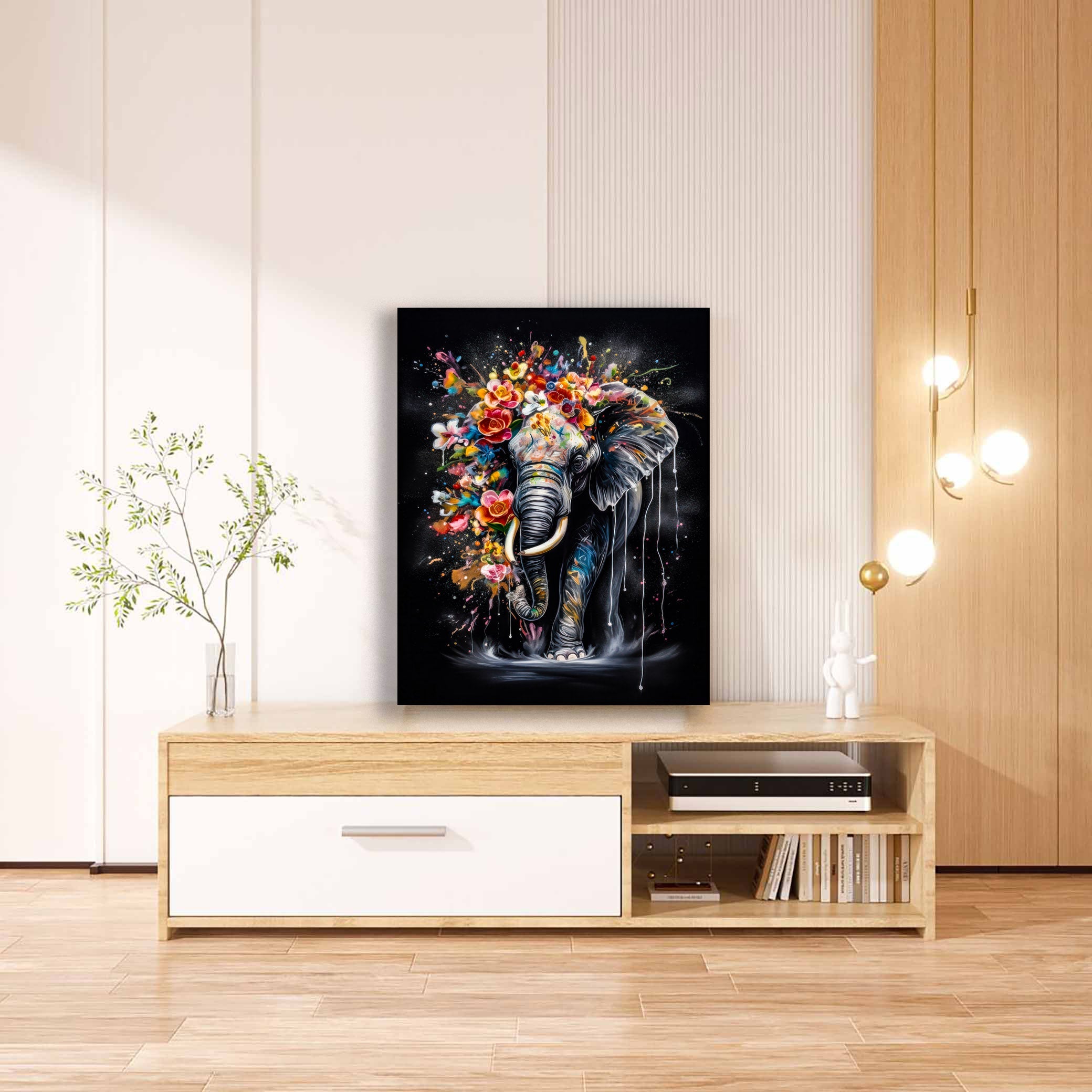 Wildlife Canvas Art -Colorful Elephants- WallDecor-RGB Vanish