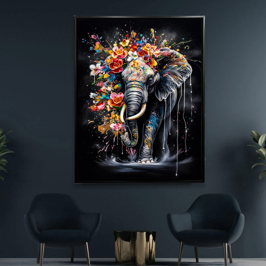 Wildlife Canvas Art -Colorful Elephants- WallDecor-RGB Vanish