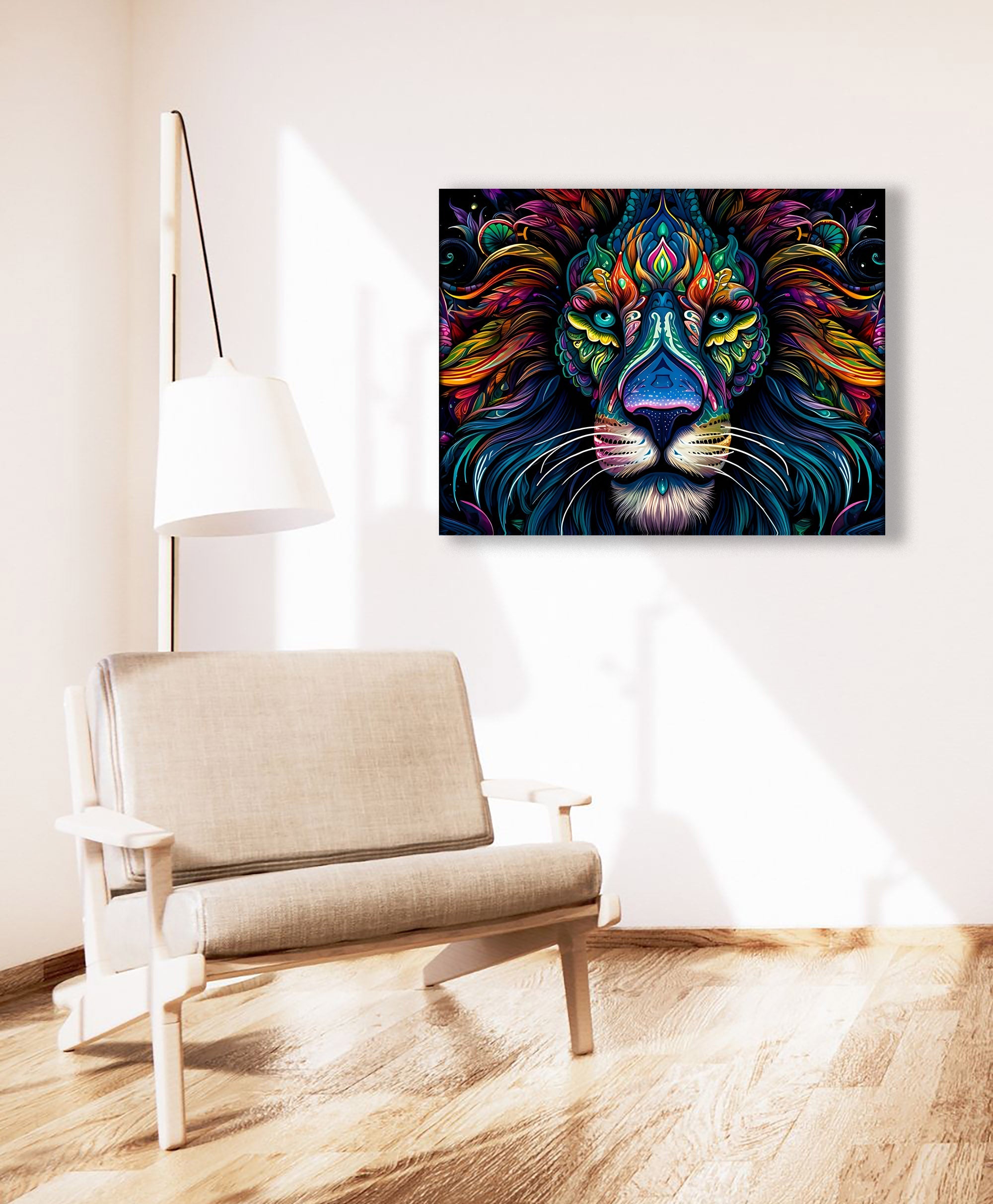 Wall art -Wildlife Canvas- Colorful Lion's