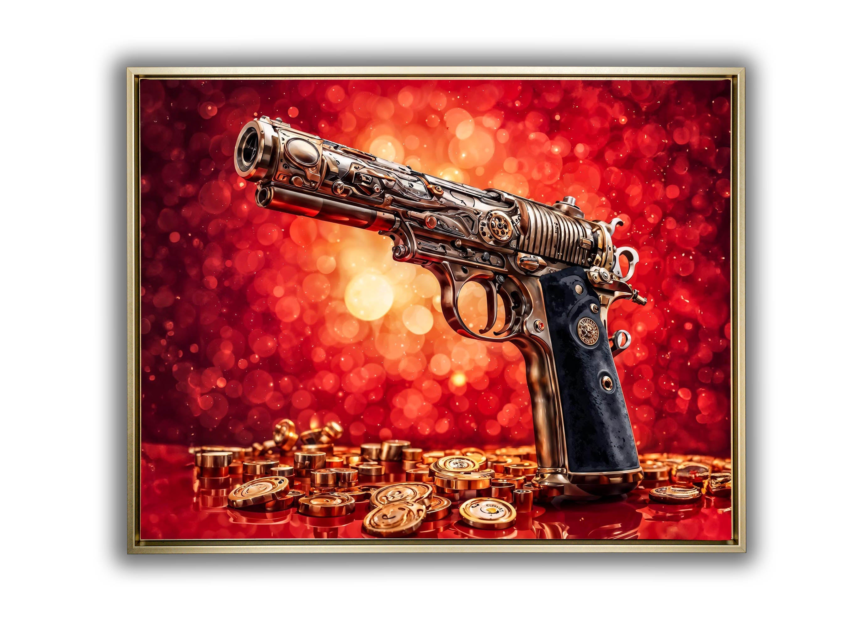 Wall Art-Gun & money -Canvas Printed-Pop art