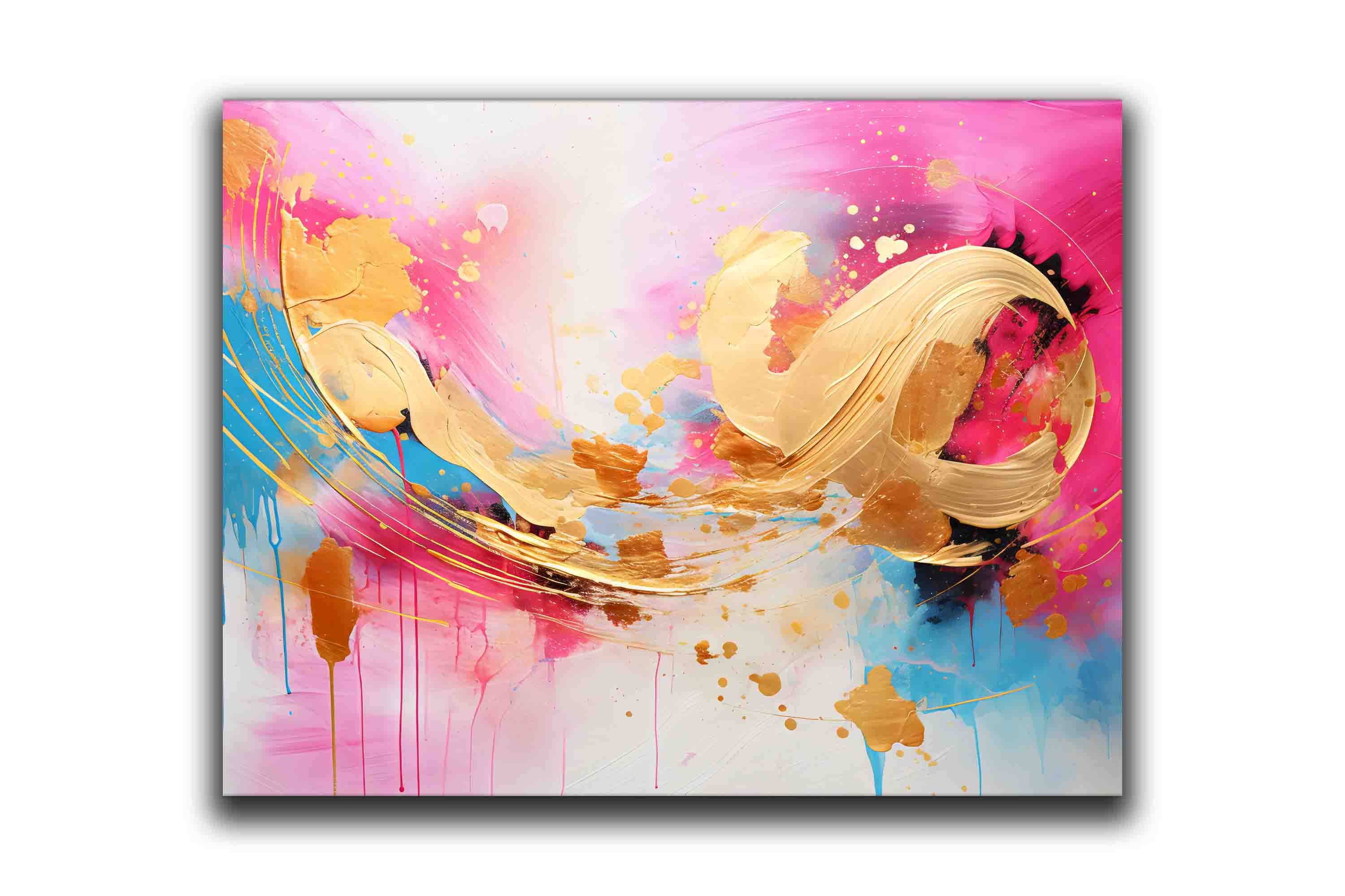 Fuchsia Gold Abstract 48X36 Fine Art Canvas Print