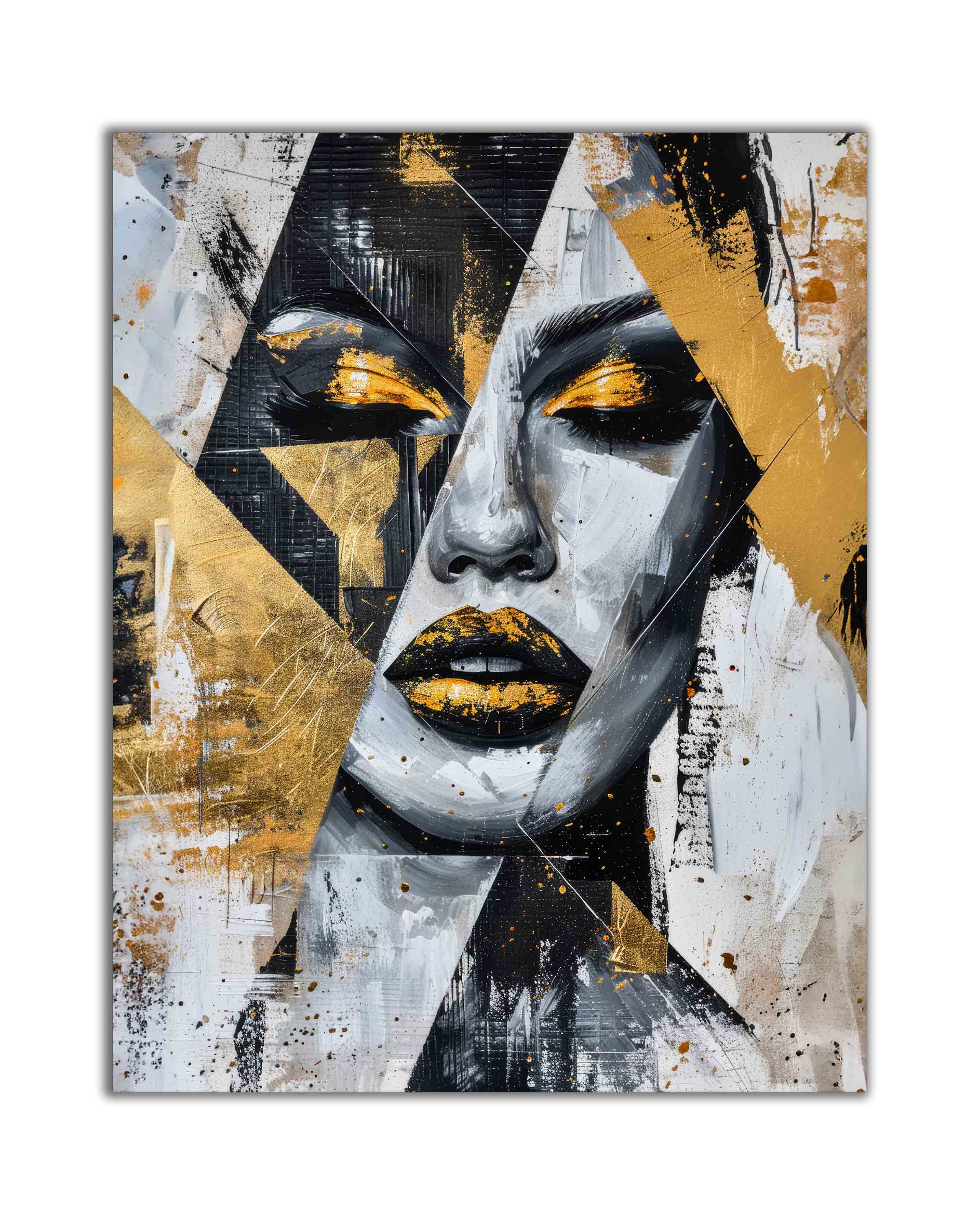 Wall Art Gold & Black Face I