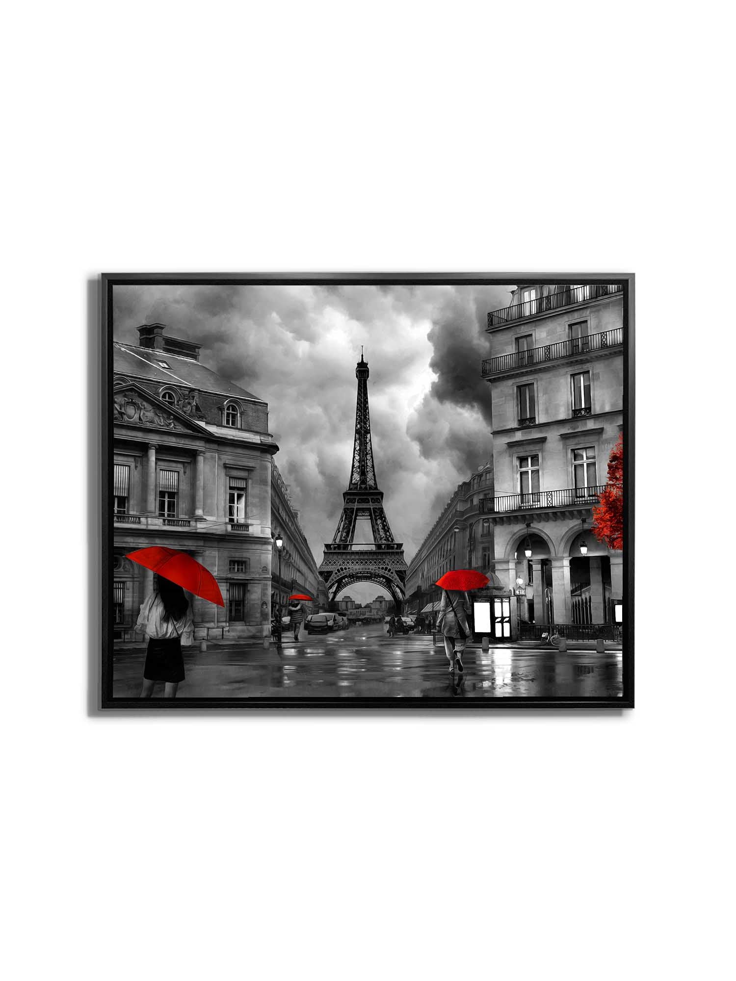 Canvas Wall Art-Painterly Paris With Red Accents- Fine Artwork