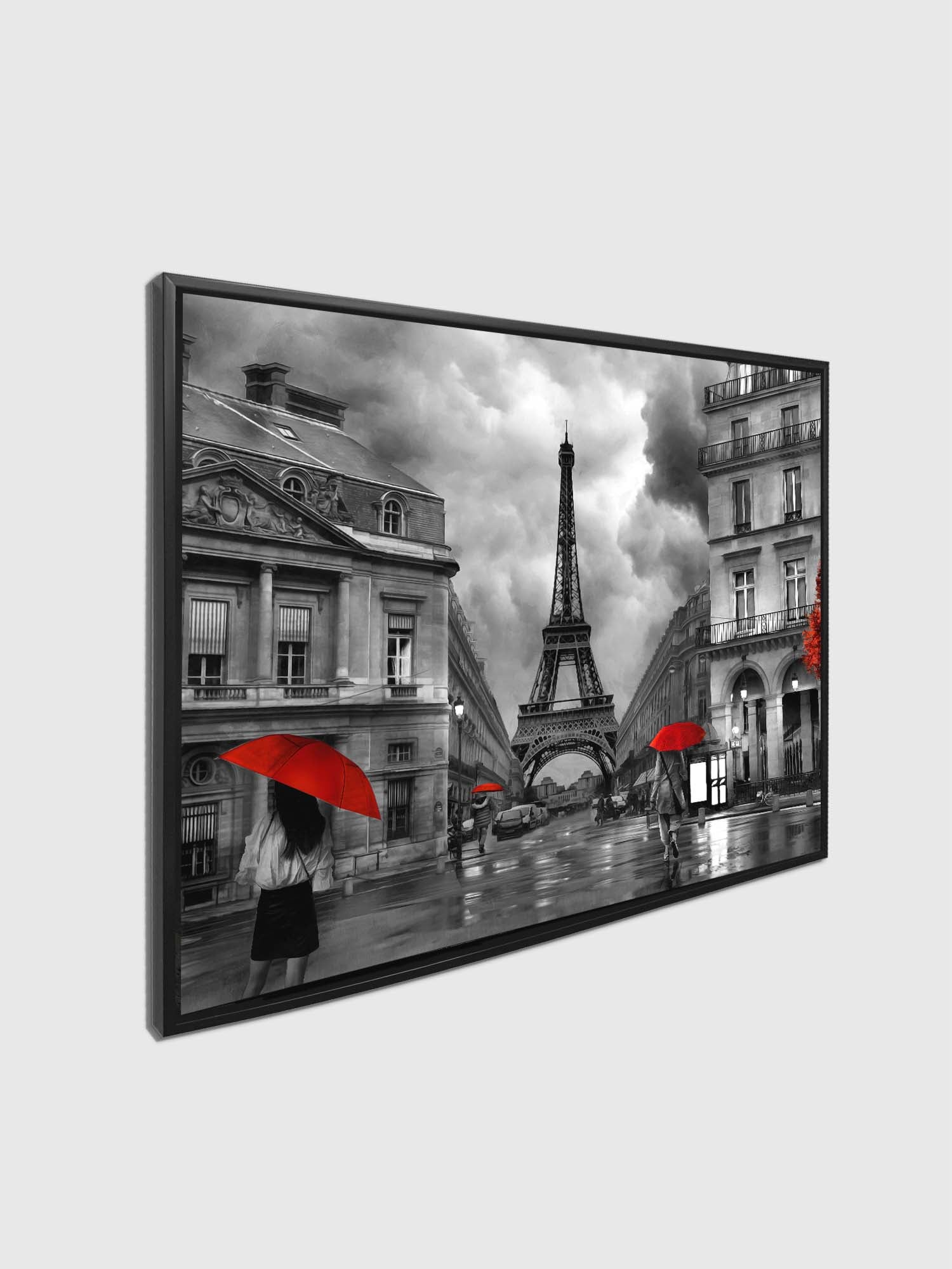 Canvas Wall Art-Painterly Paris With Red Accents- Fine Artwork