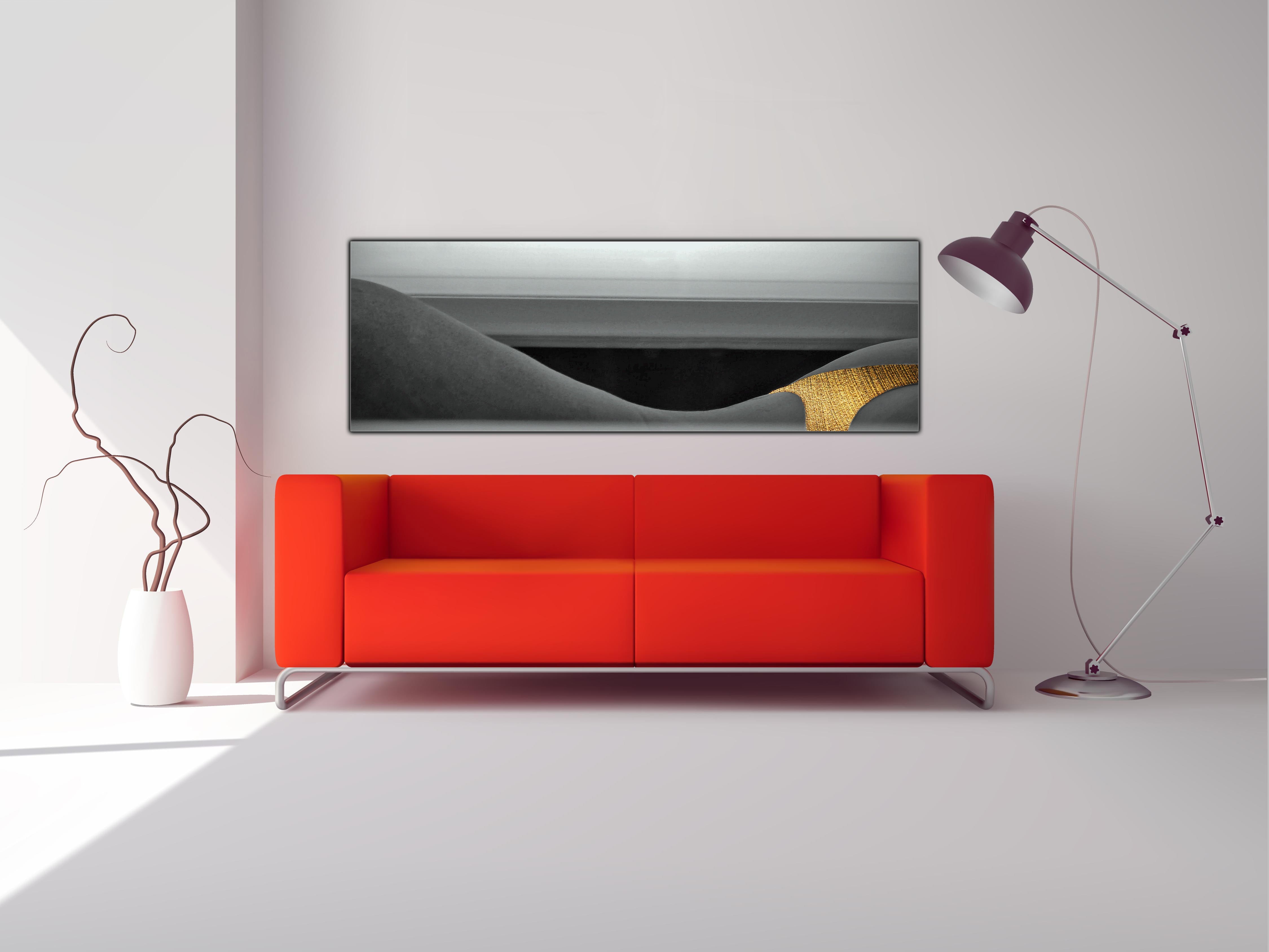 Wall Art Black and Gold Curves Canvas - Fine Art -