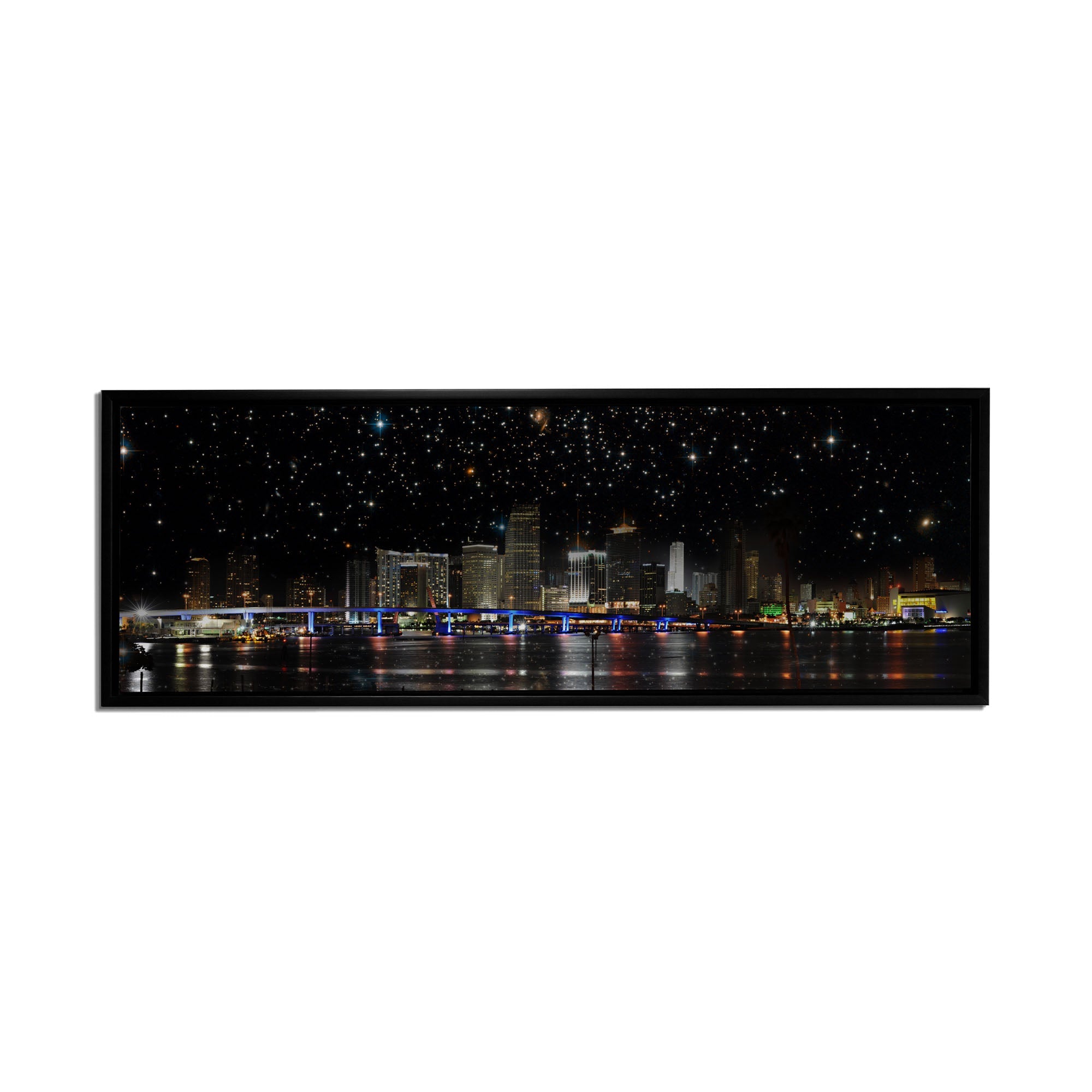 Miami at night- City Skyline - Canvas Wall Decor- RGB varnish