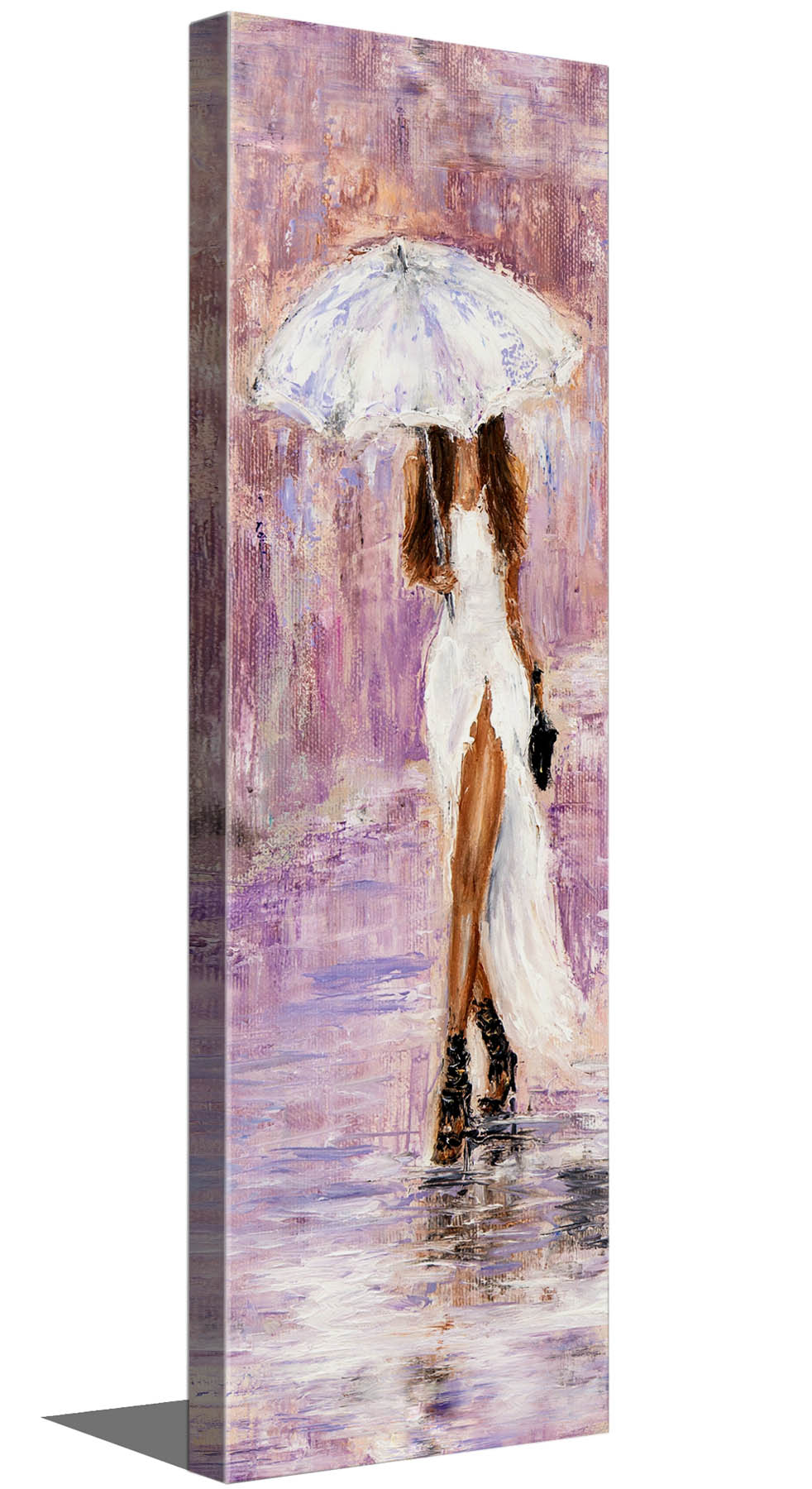 Canvas Wall Art-Lady with umbrella in pink
