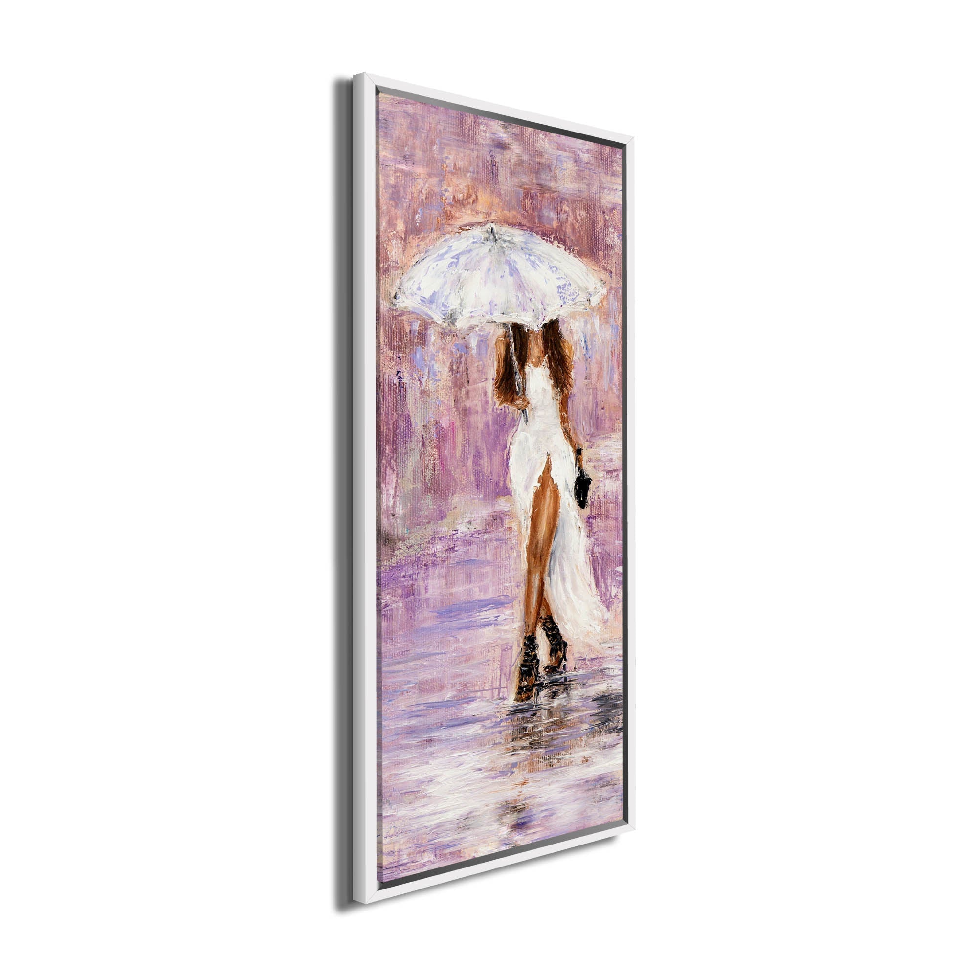 Canvas Wall Art-Lady with umbrella in pink