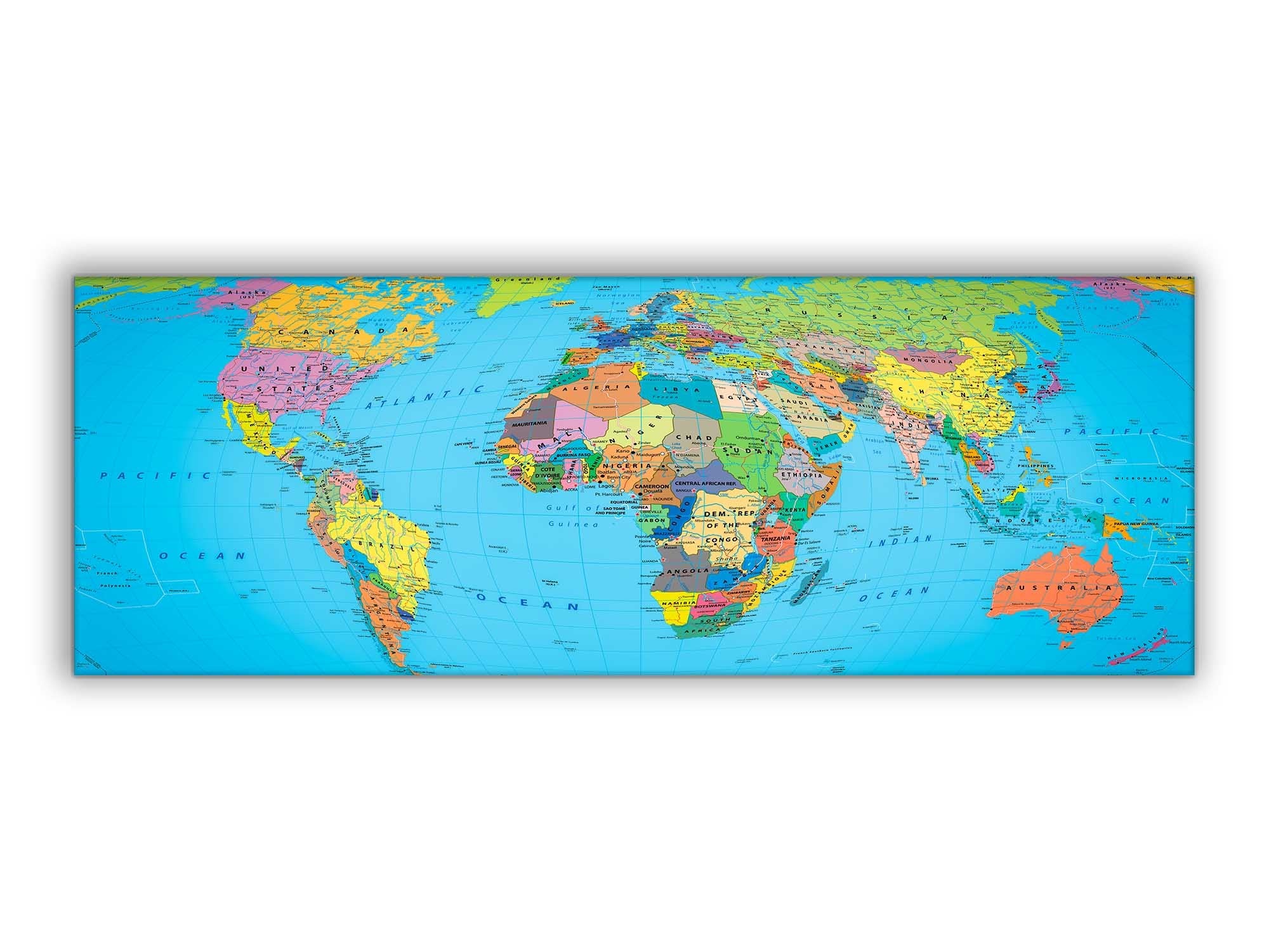 Wall Art -Canvas World Map 72" x 24"