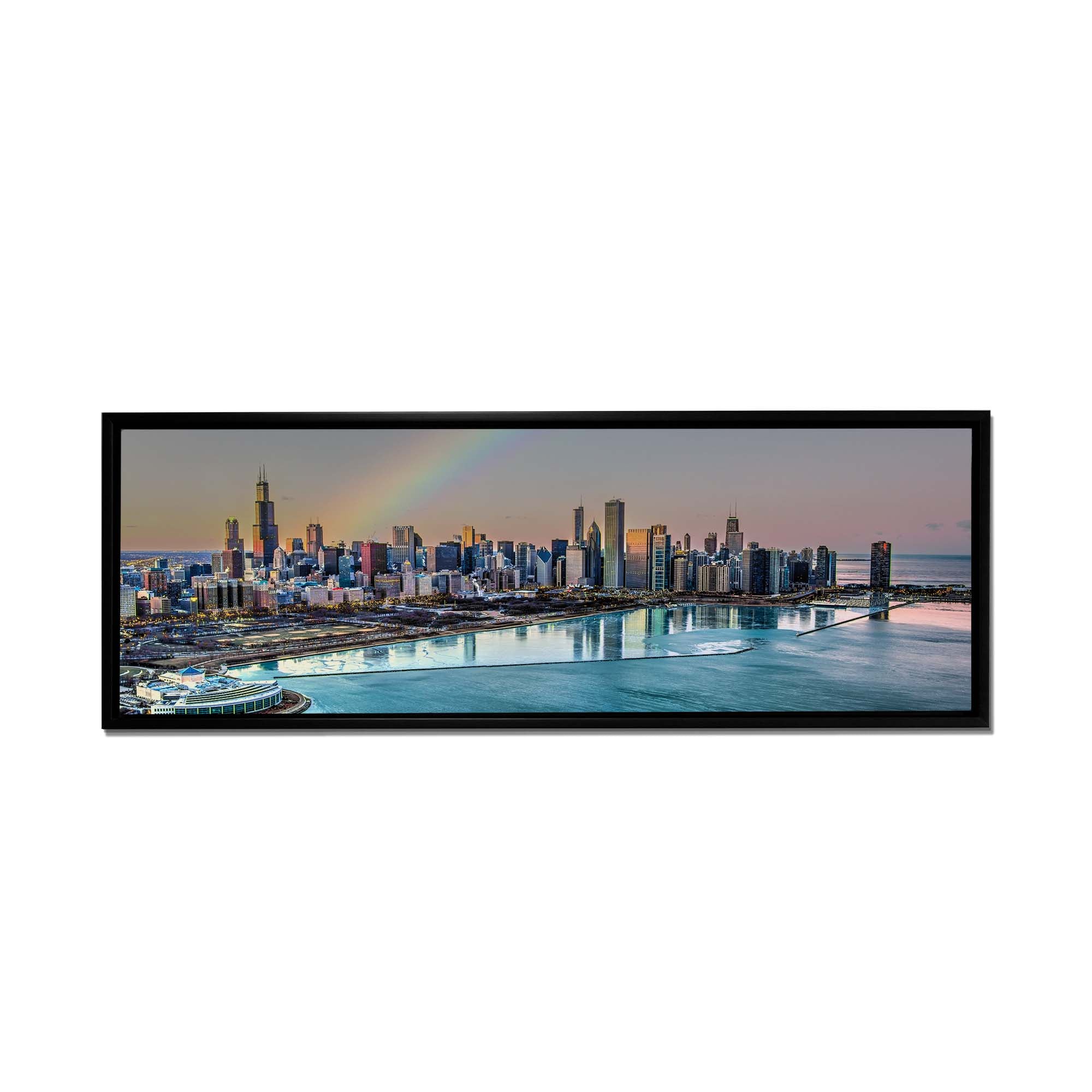Chicago Bay at Night-City skyline-Large Canvas Wall art
