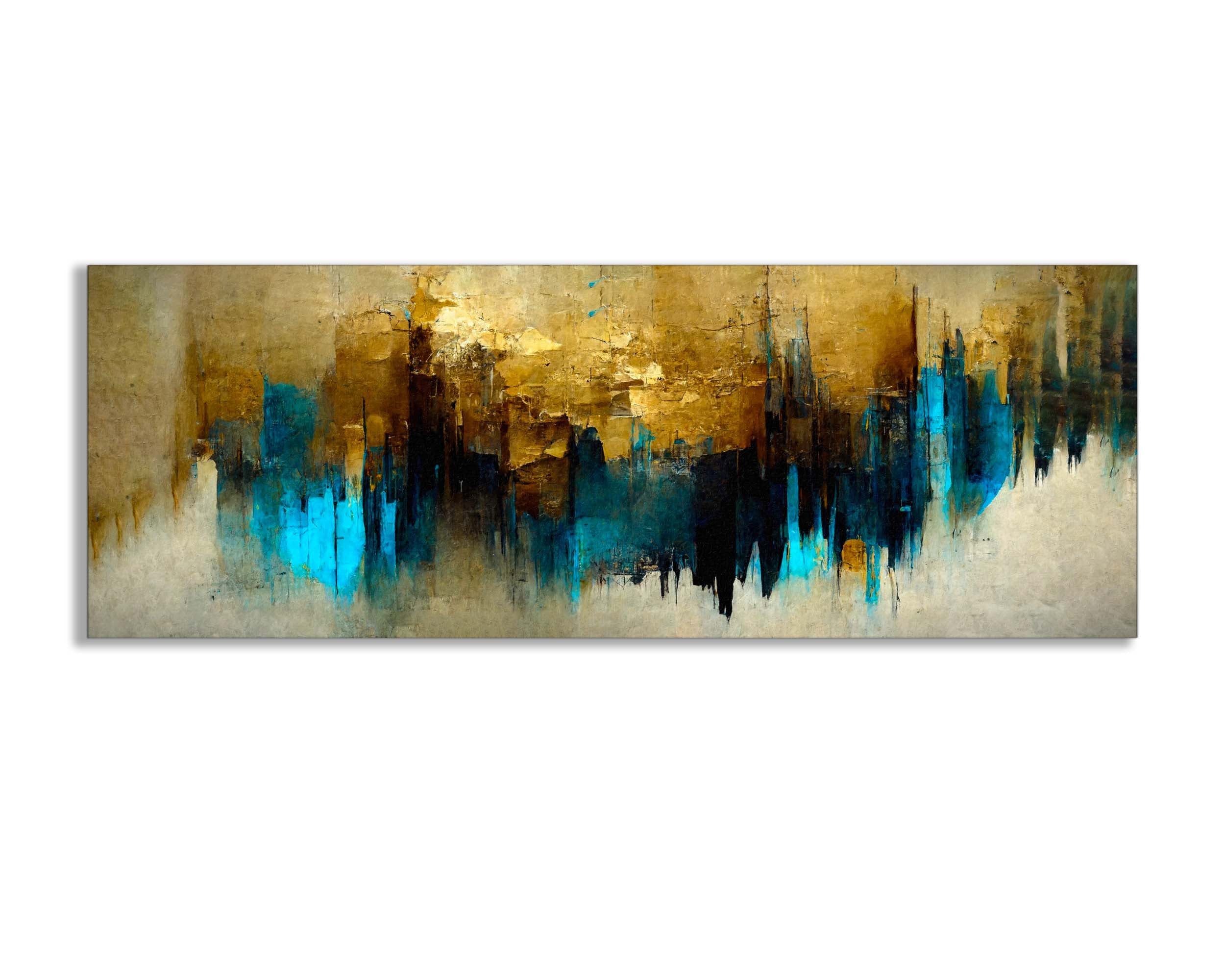 Wall Art Gold and Blue Abstract-Canvas Wall art- Fine Art