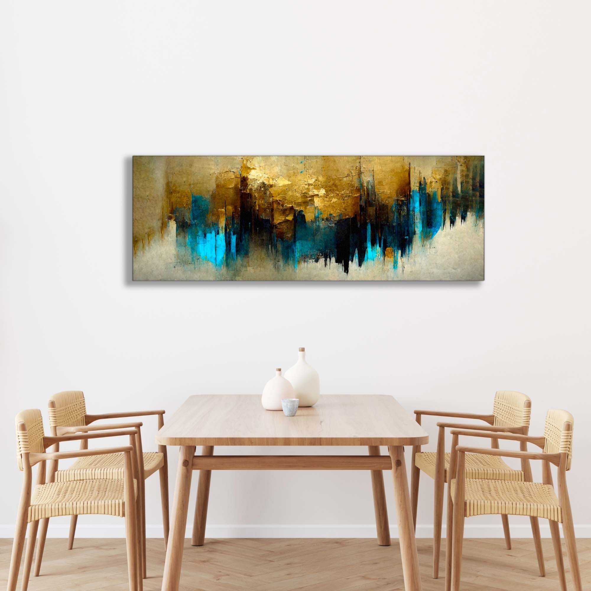 Wall Art Gold and Blue Abstract-Canvas Wall art- Fine Art