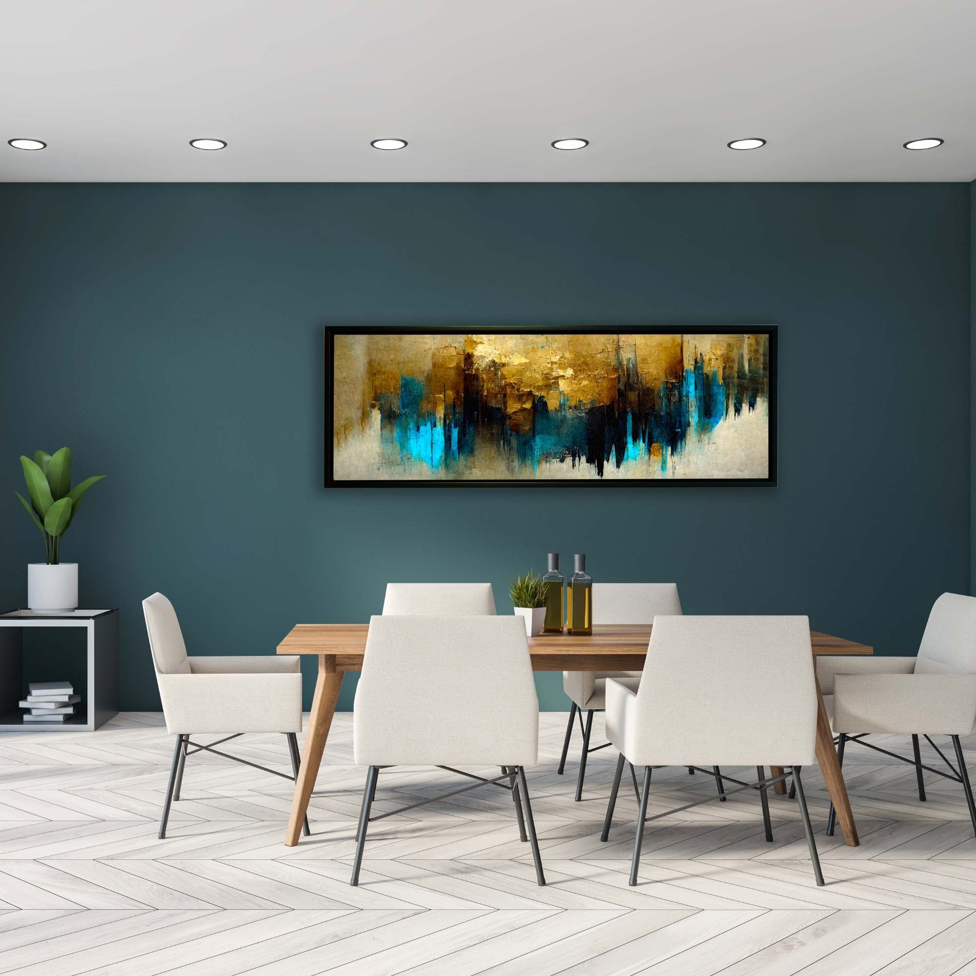 Wall Art Gold and Blue Abstract-Canvas Wall art- Fine Art