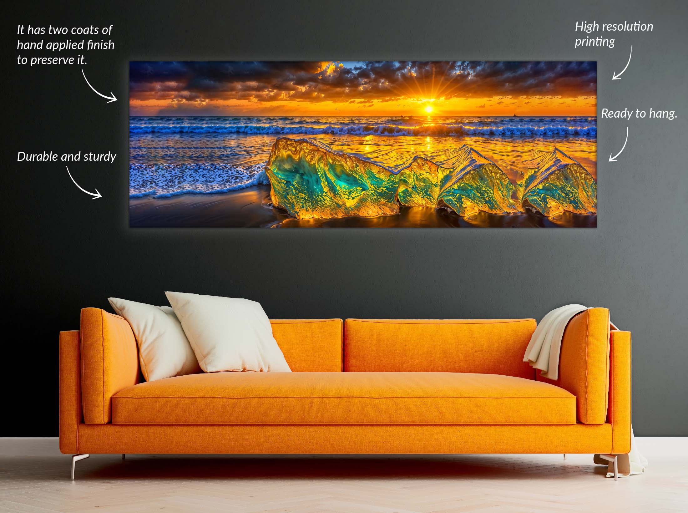 HDR Beach Rocks-Wall Art-Skyline-Canvas Print