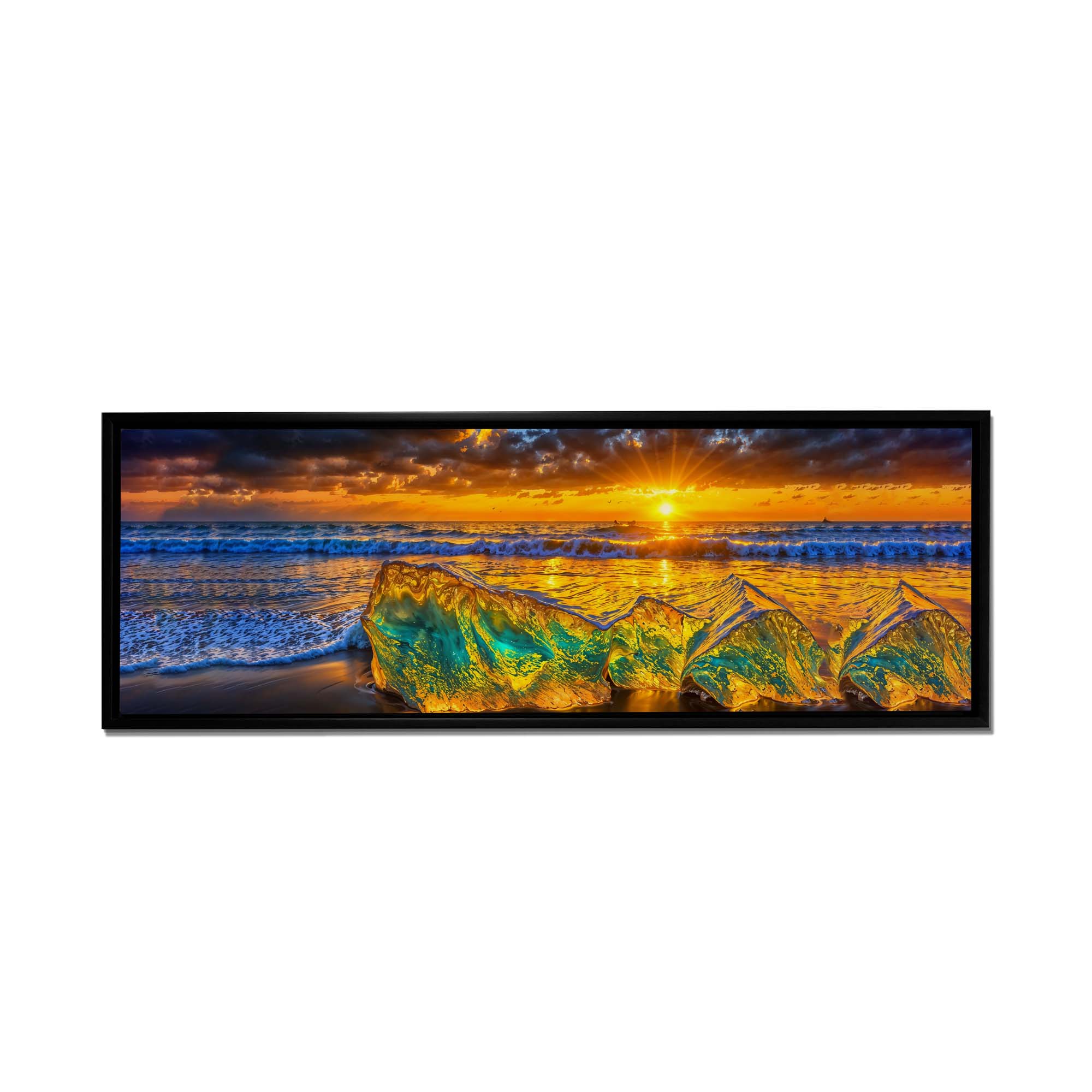 HDR Beach Rocks-Wall Art-Skyline-Canvas Print