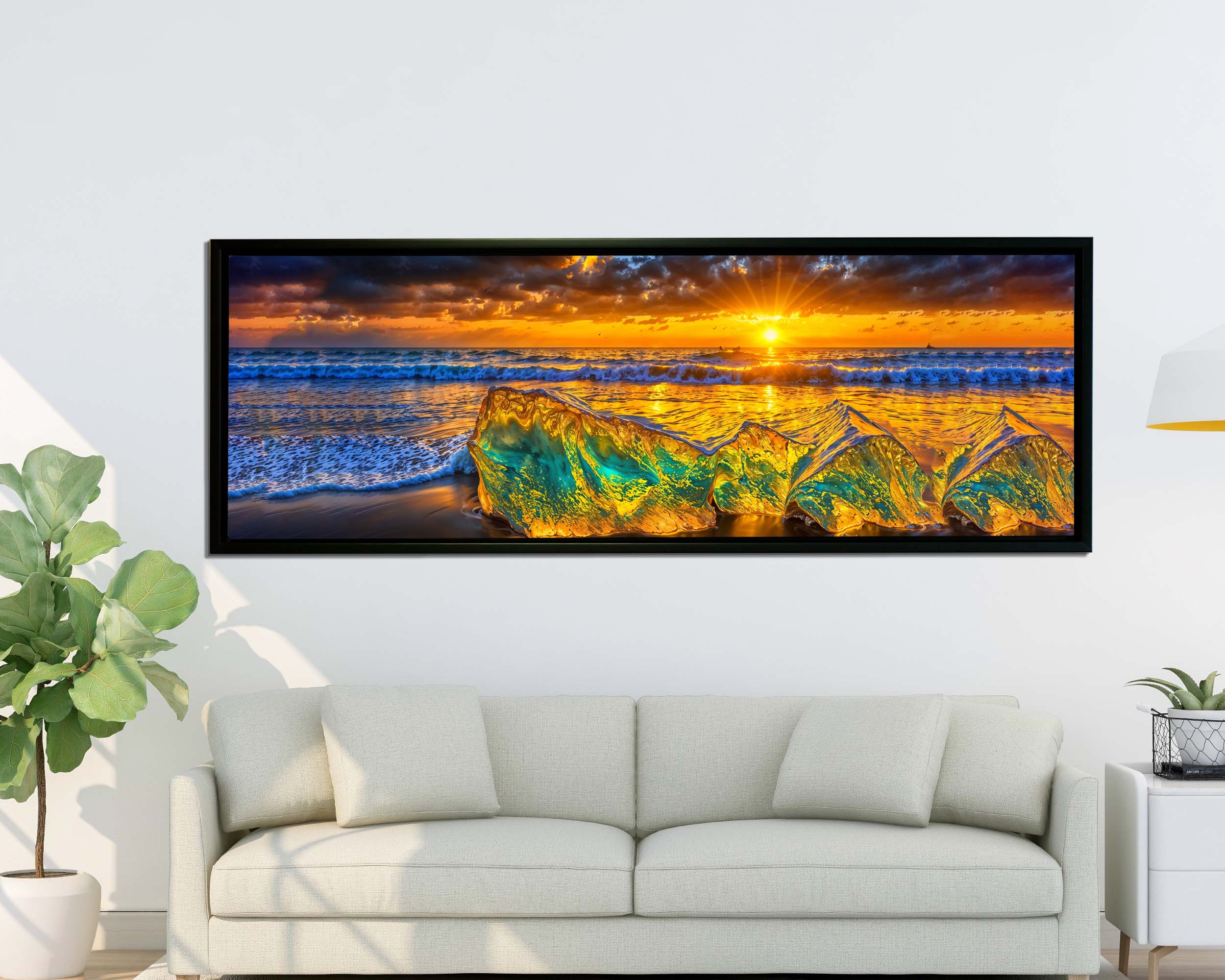 HDR Beach Rocks-Wall Art-Skyline-Canvas Print