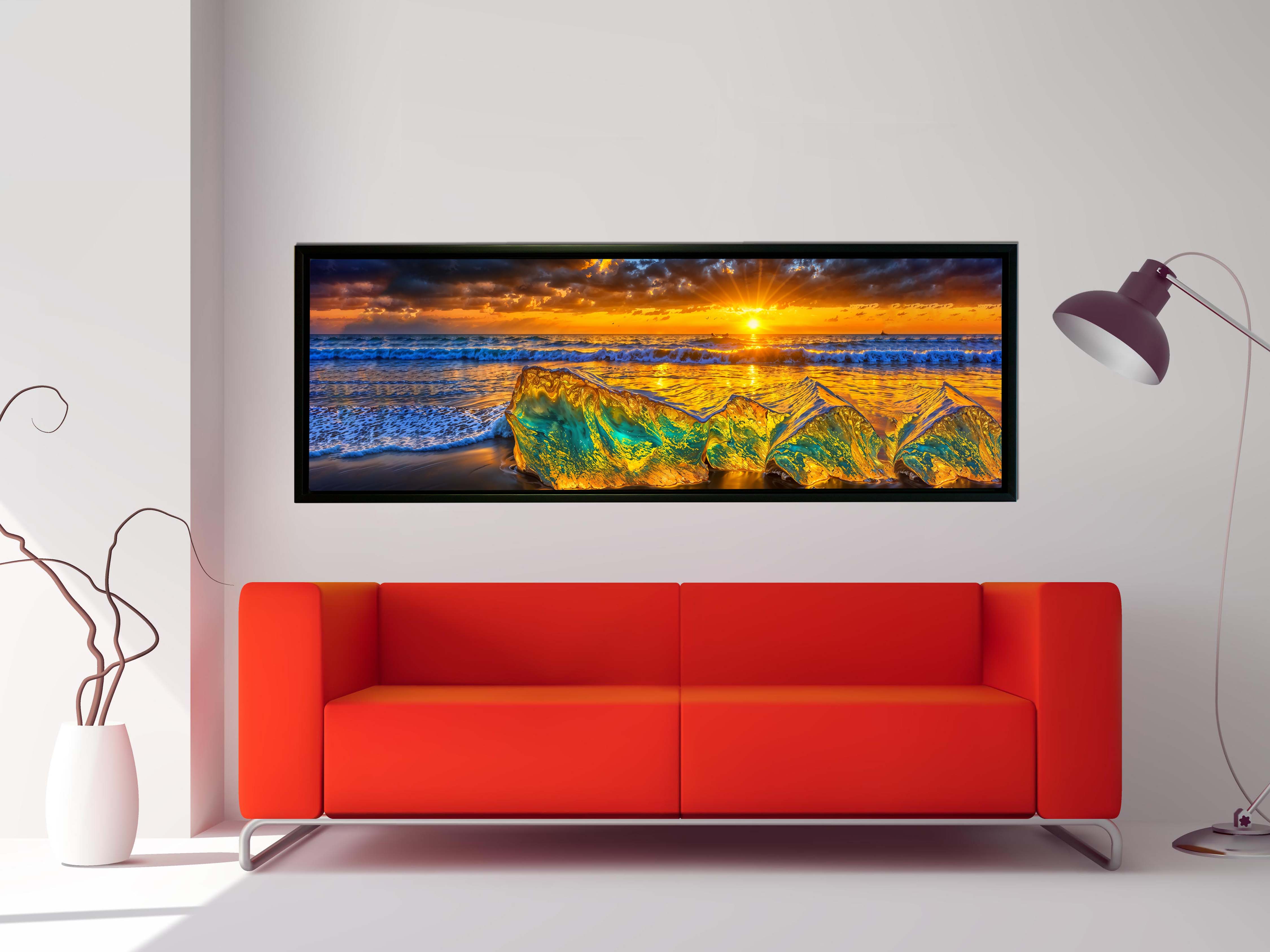 HDR Beach Rocks-Wall Art-Skyline-Canvas Print