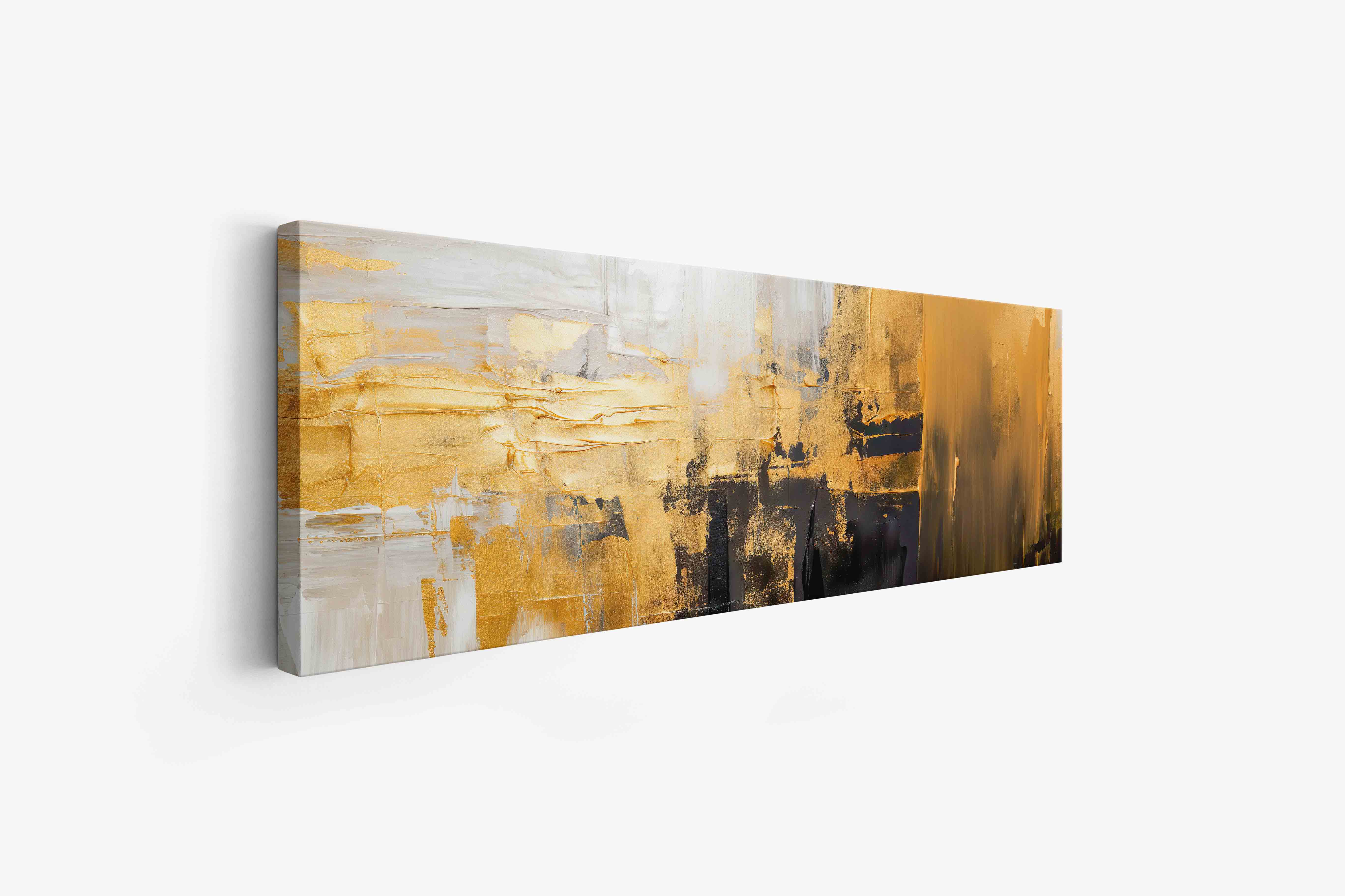 Wall Art Abstract with gold and white 72" x 24"