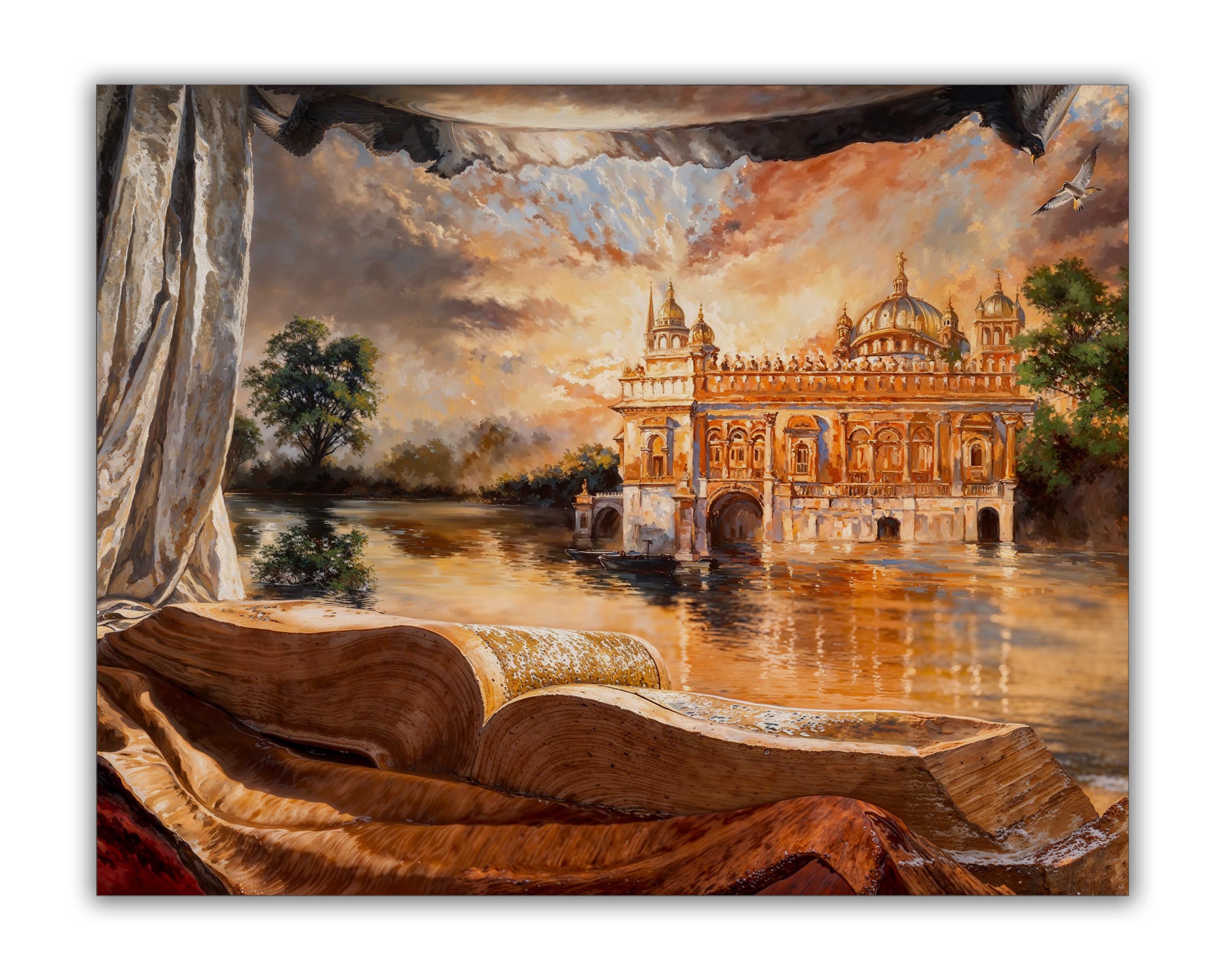 sample Ancient Golden temple wall art