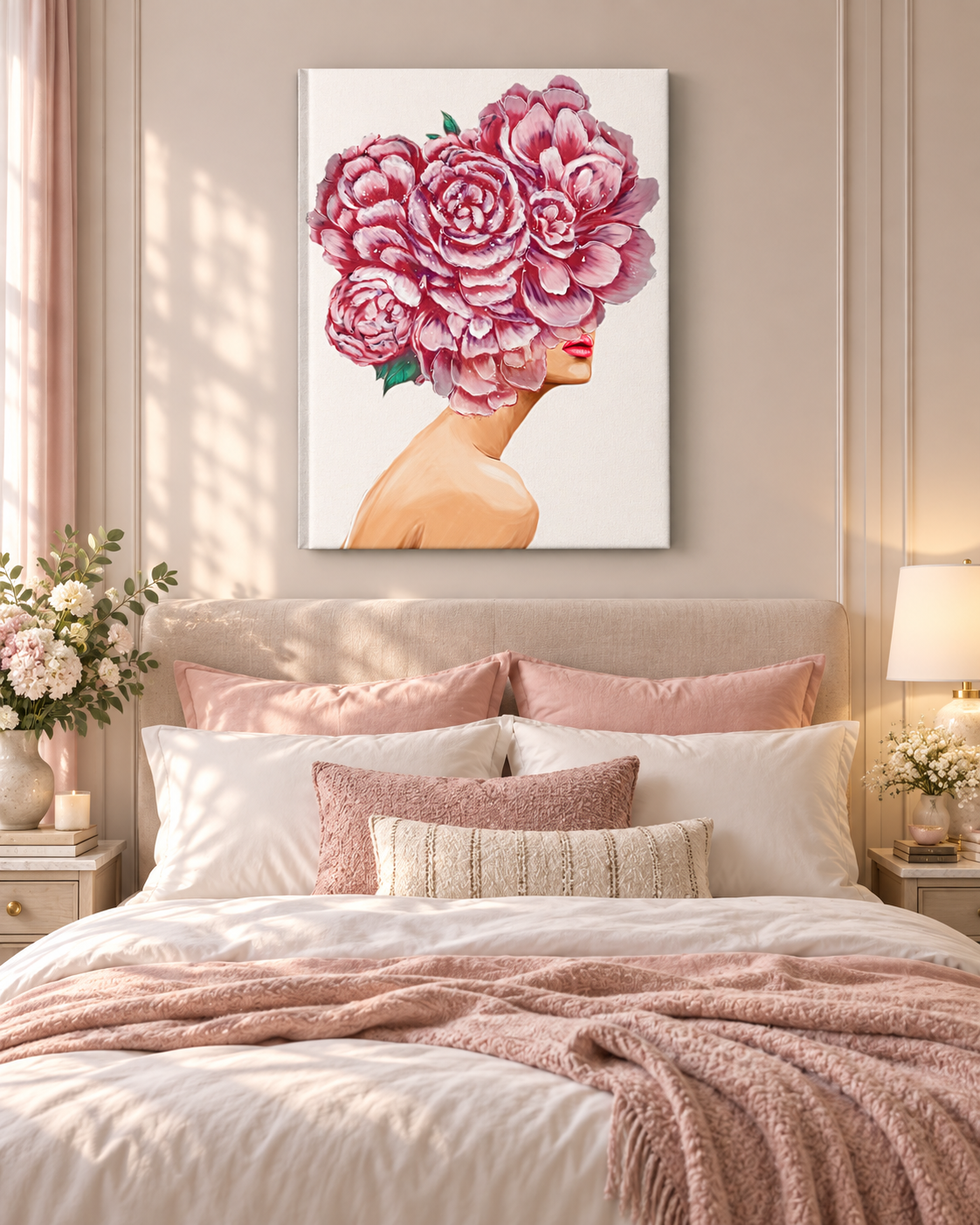 Bouquet Head — Floral Woman Portrait – botanical wall art, additional artwork view 3